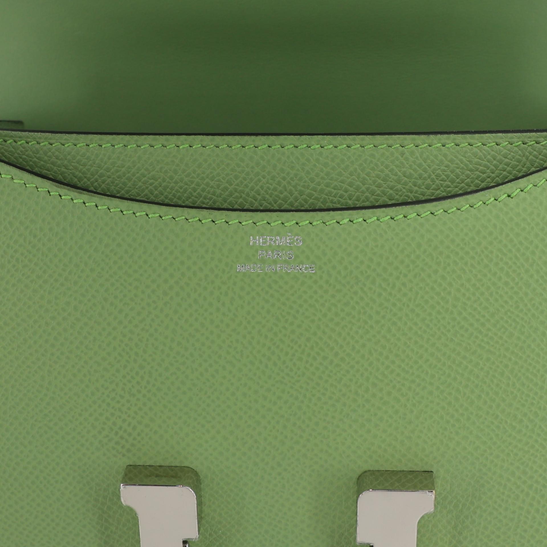 Excellent ( Rank SA ) HERMÈS Constance Mini Vert Criquet (3I) Epsom Palladium hardware Y (2020) - 11