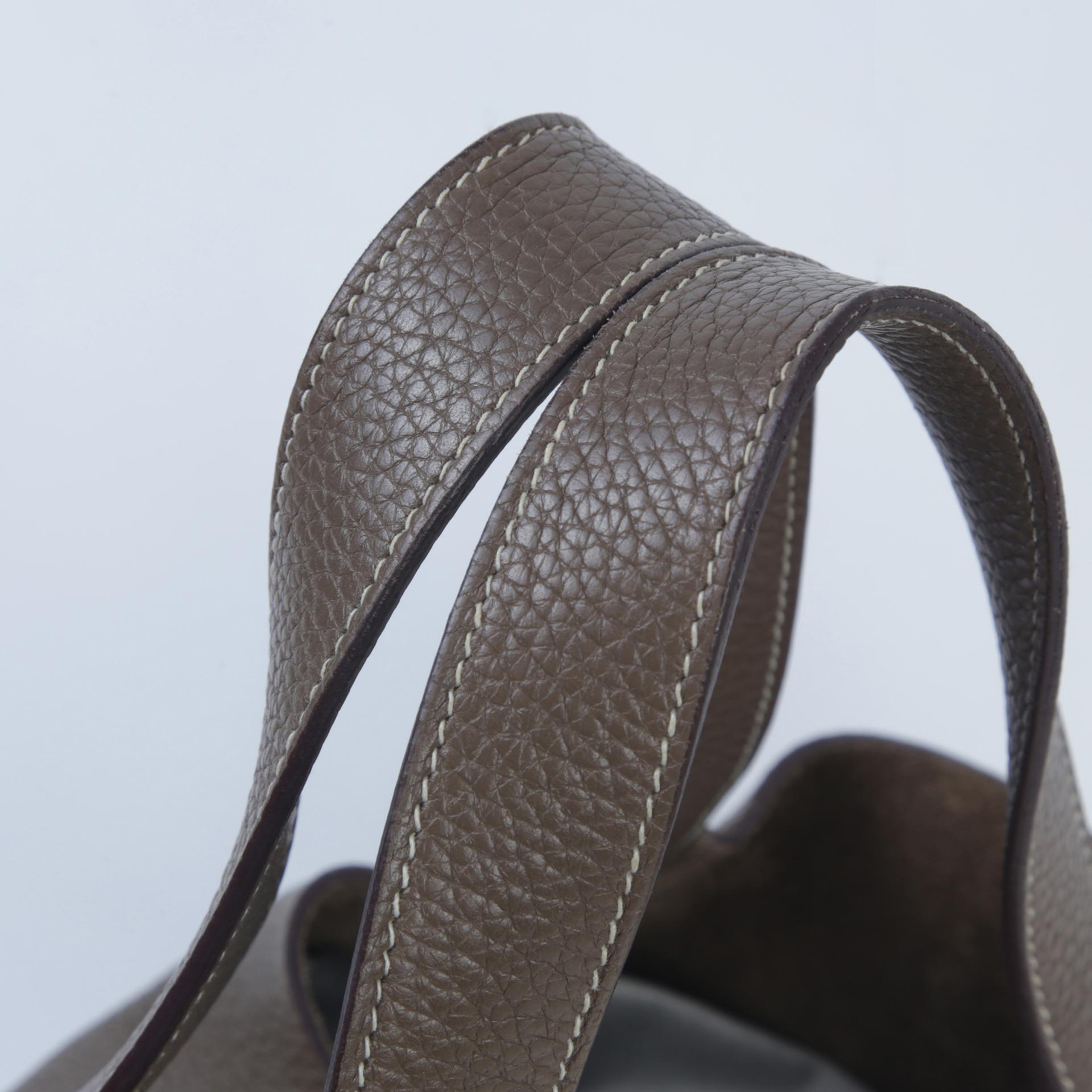Very Good ( Rank A)  HERMÈS  Picotin Lock MM Etoupe (18) Clemence Gold hardware D (2019) - 3