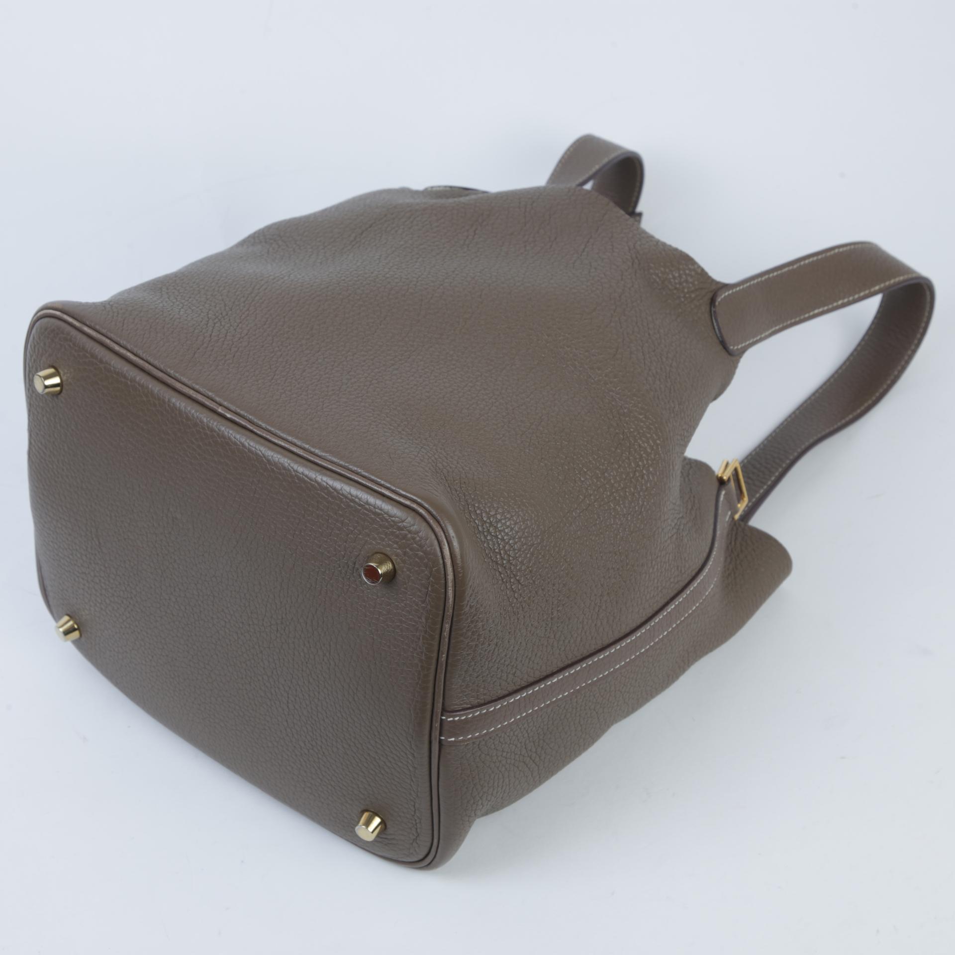 Very Good ( Rank A)  HERMÈS  Picotin Lock MM Etoupe (18) Clemence Gold hardware D (2019) - 5