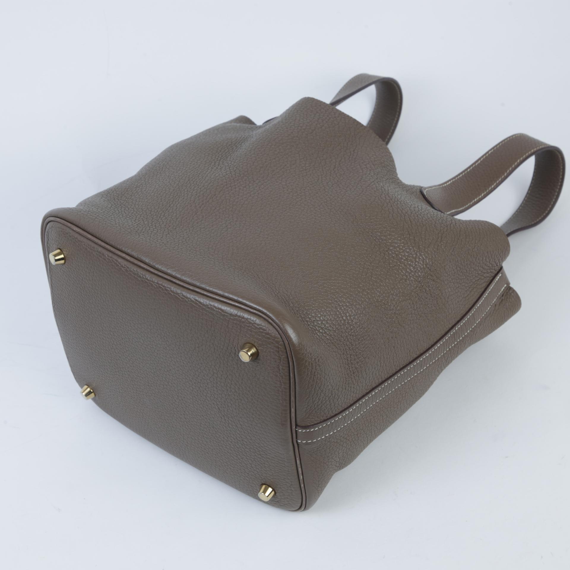 Very Good ( Rank A)  HERMÈS  Picotin Lock MM Etoupe (18) Clemence Gold hardware D (2019) - 7