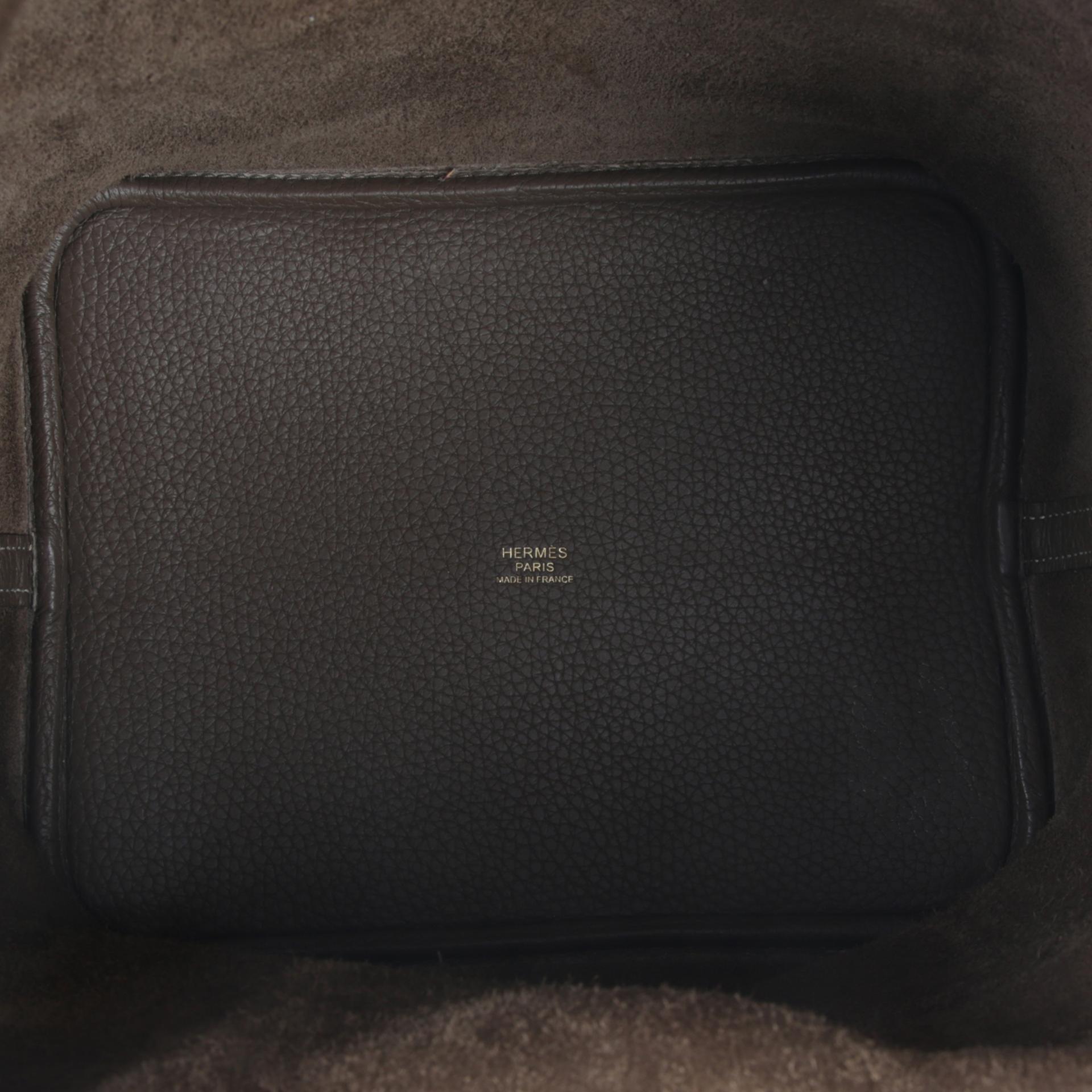 Very Good ( Rank A)  HERMÈS  Picotin Lock MM Etoupe (18) Clemence Gold hardware D (2019) - 8