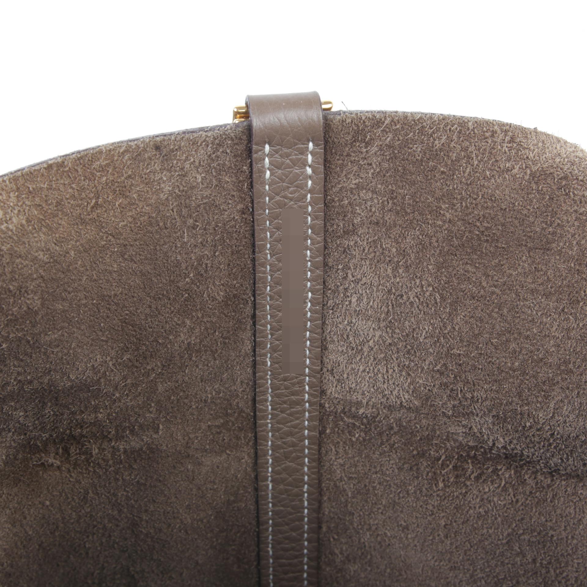 Very Good ( Rank A)  HERMÈS  Picotin Lock MM Etoupe (18) Clemence Gold hardware D (2019) - 9