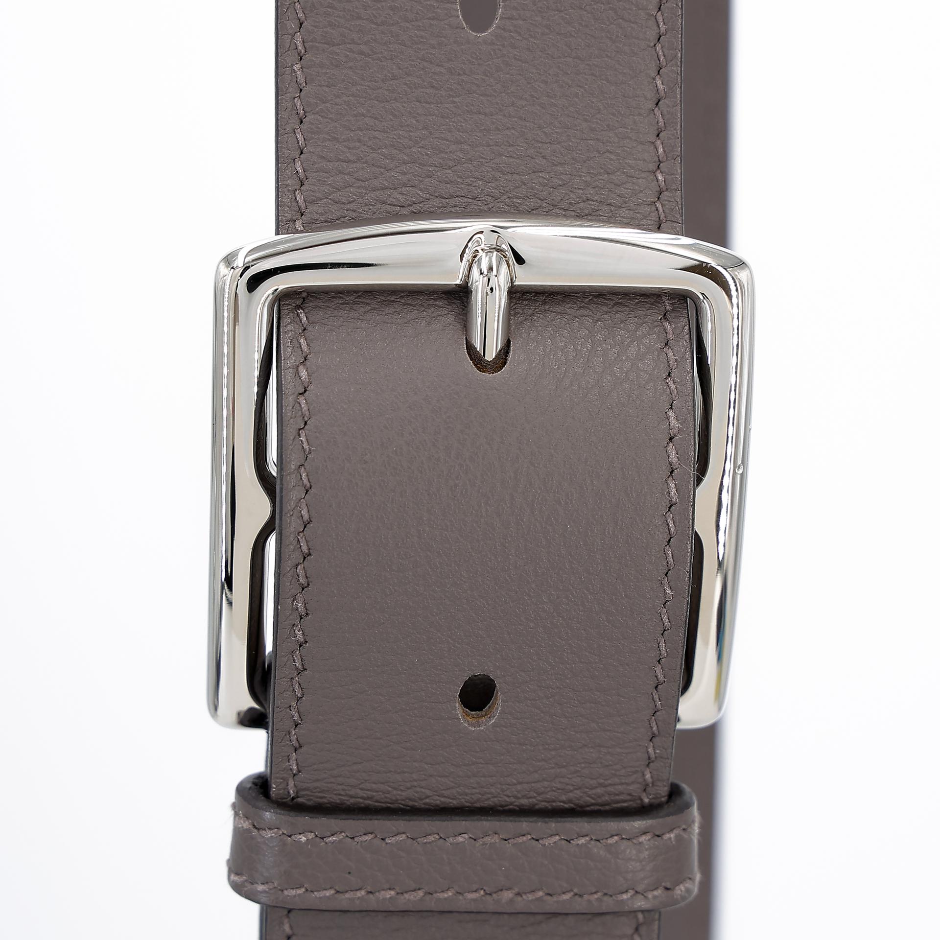 Very Good ( Rank A) HERMÈS Flash Messenger 28 Etain (8F) Evercolor Palladium hardware Z (2021) - 4