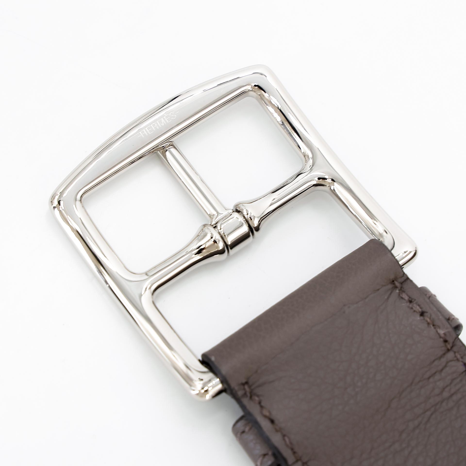 Very Good ( Rank A) HERMÈS Flash Messenger 28 Etain (8F) Evercolor Palladium hardware Z (2021) - 6
