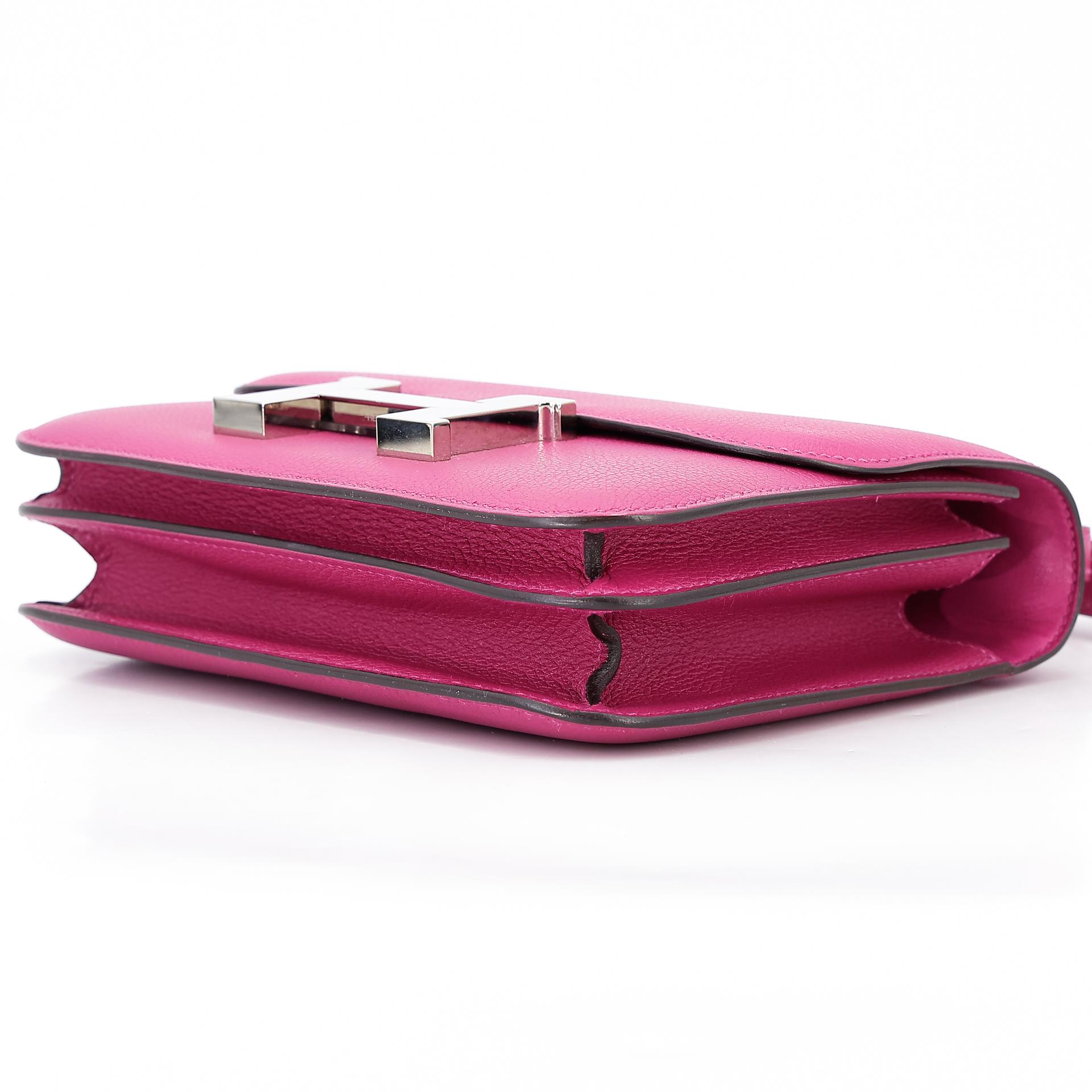 Very Good ( Rank A) HERMÈS Constance Mini Rose Purple (L3) Evercolor Palladium hardware A (2017) - 4