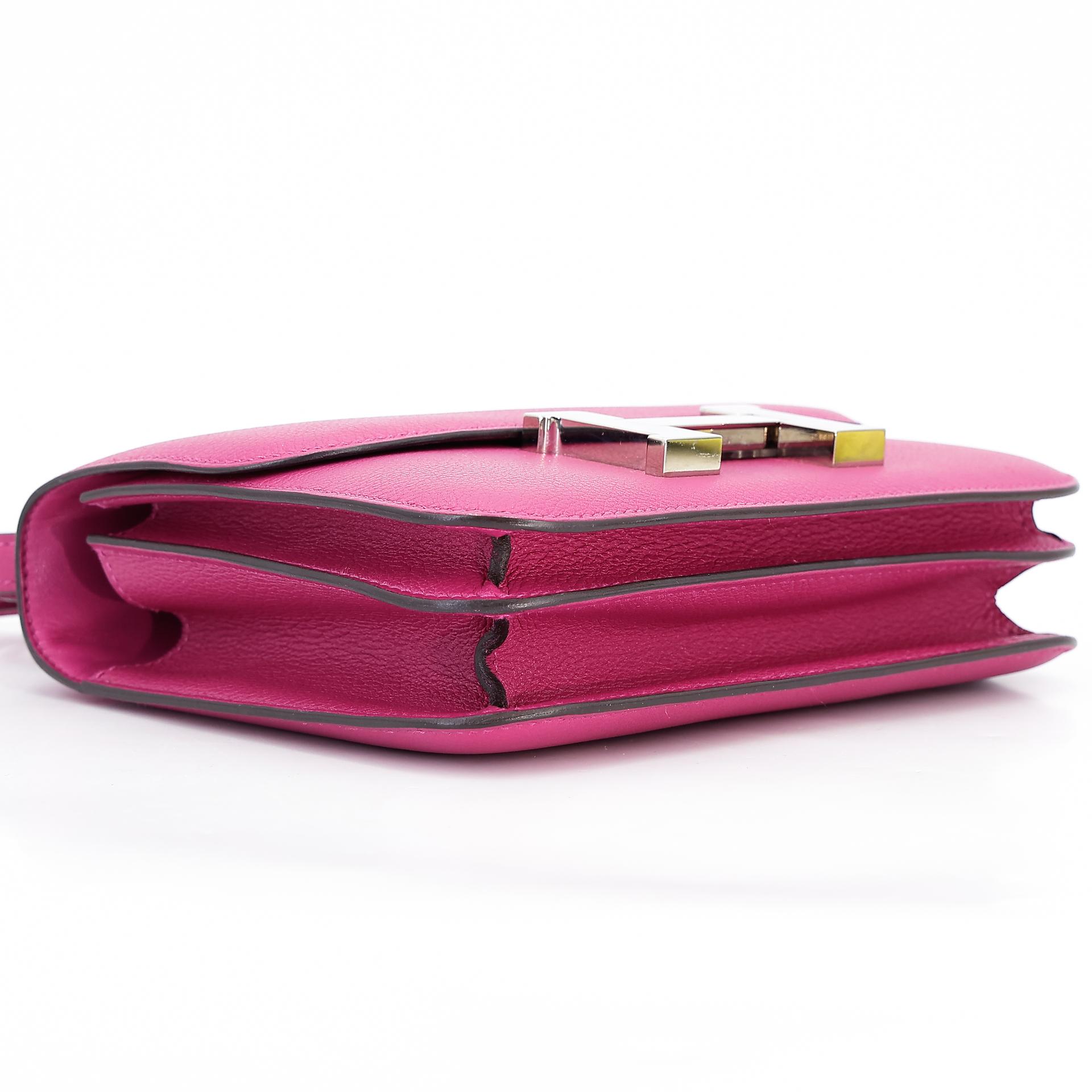 Very Good ( Rank A) HERMÈS Constance Mini Rose Purple (L3) Evercolor Palladium hardware A (2017) - 5