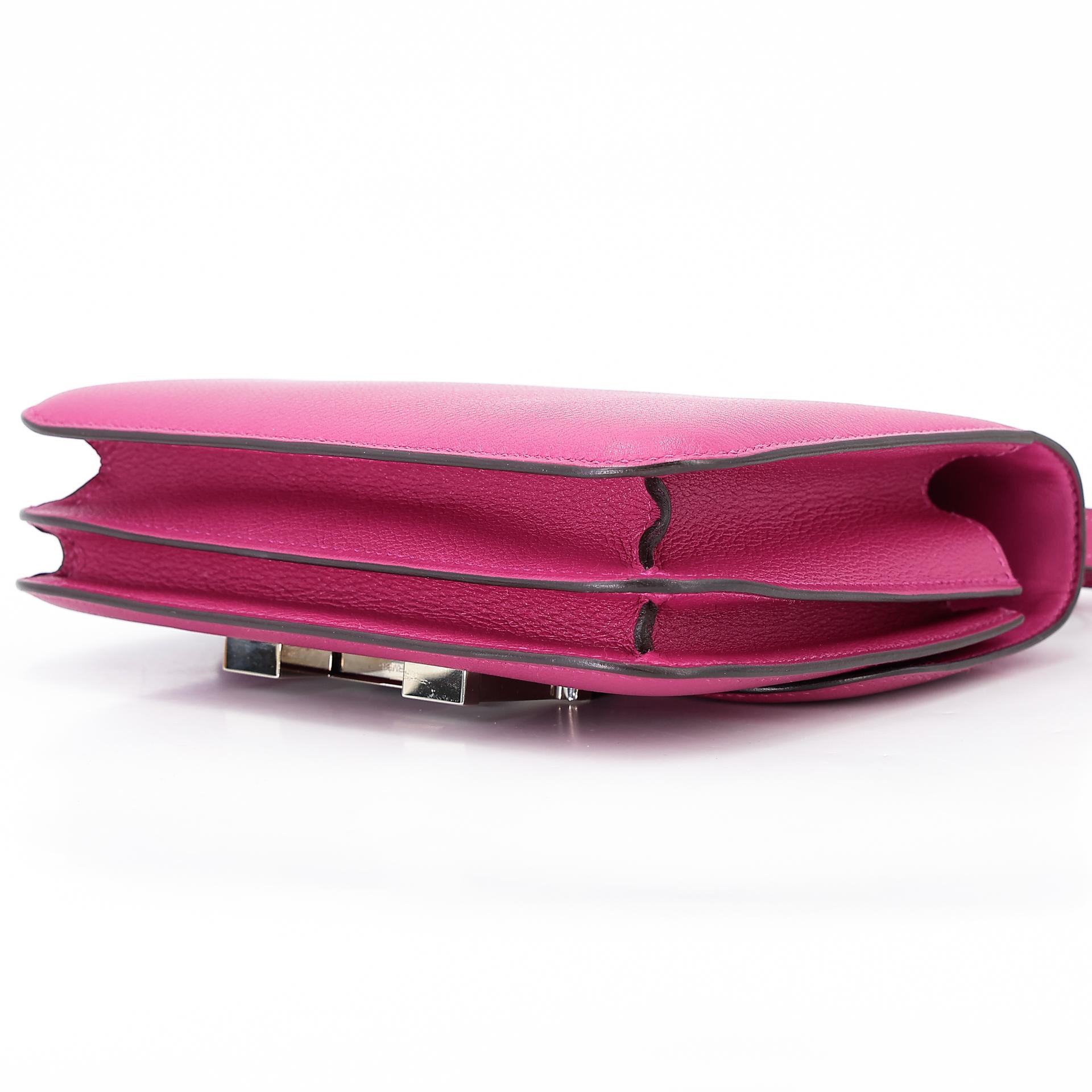 Very Good ( Rank A) HERMÈS Constance Mini Rose Purple (L3) Evercolor Palladium hardware A (2017) - 6