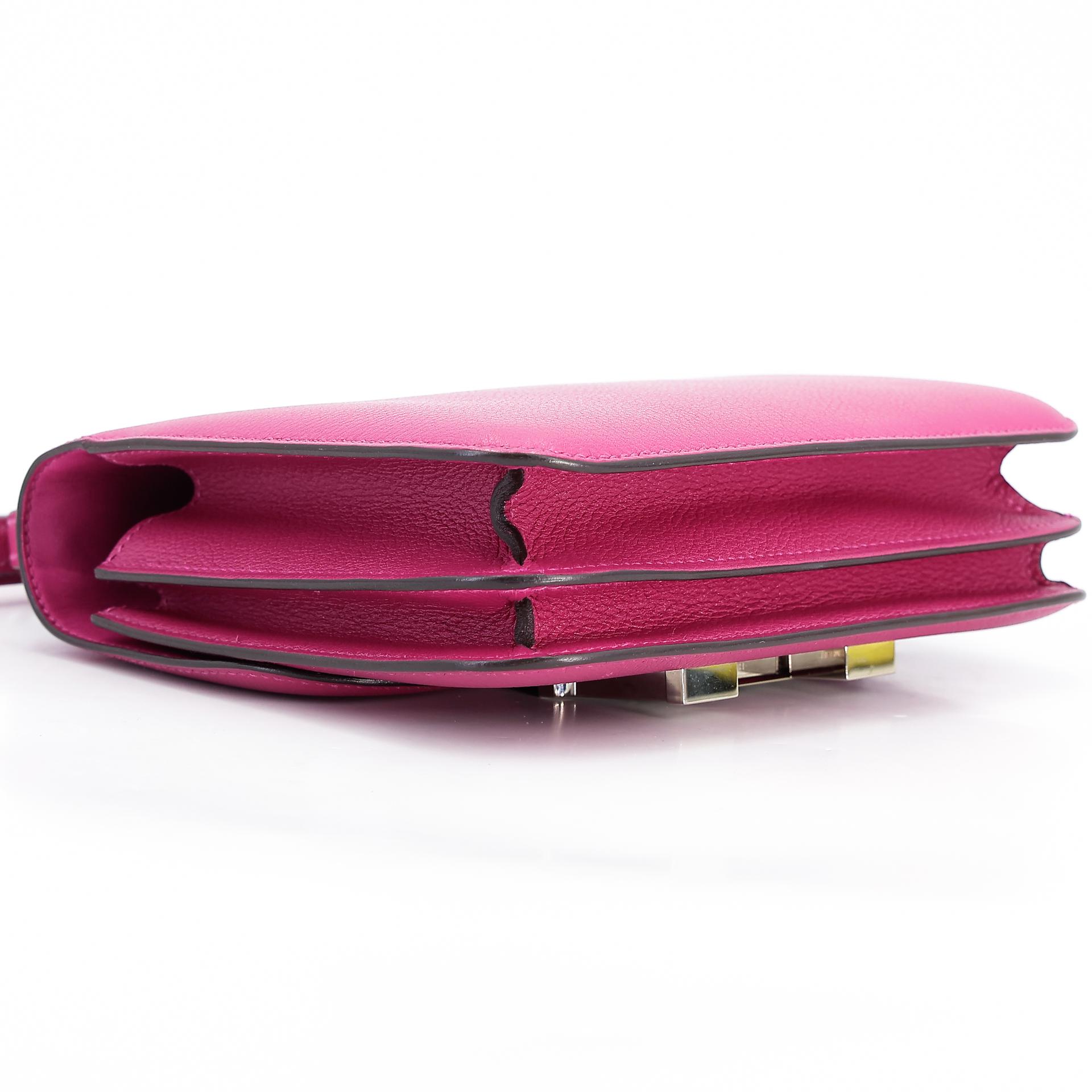 Very Good ( Rank A) HERMÈS Constance Mini Rose Purple (L3) Evercolor Palladium hardware A (2017) - 7