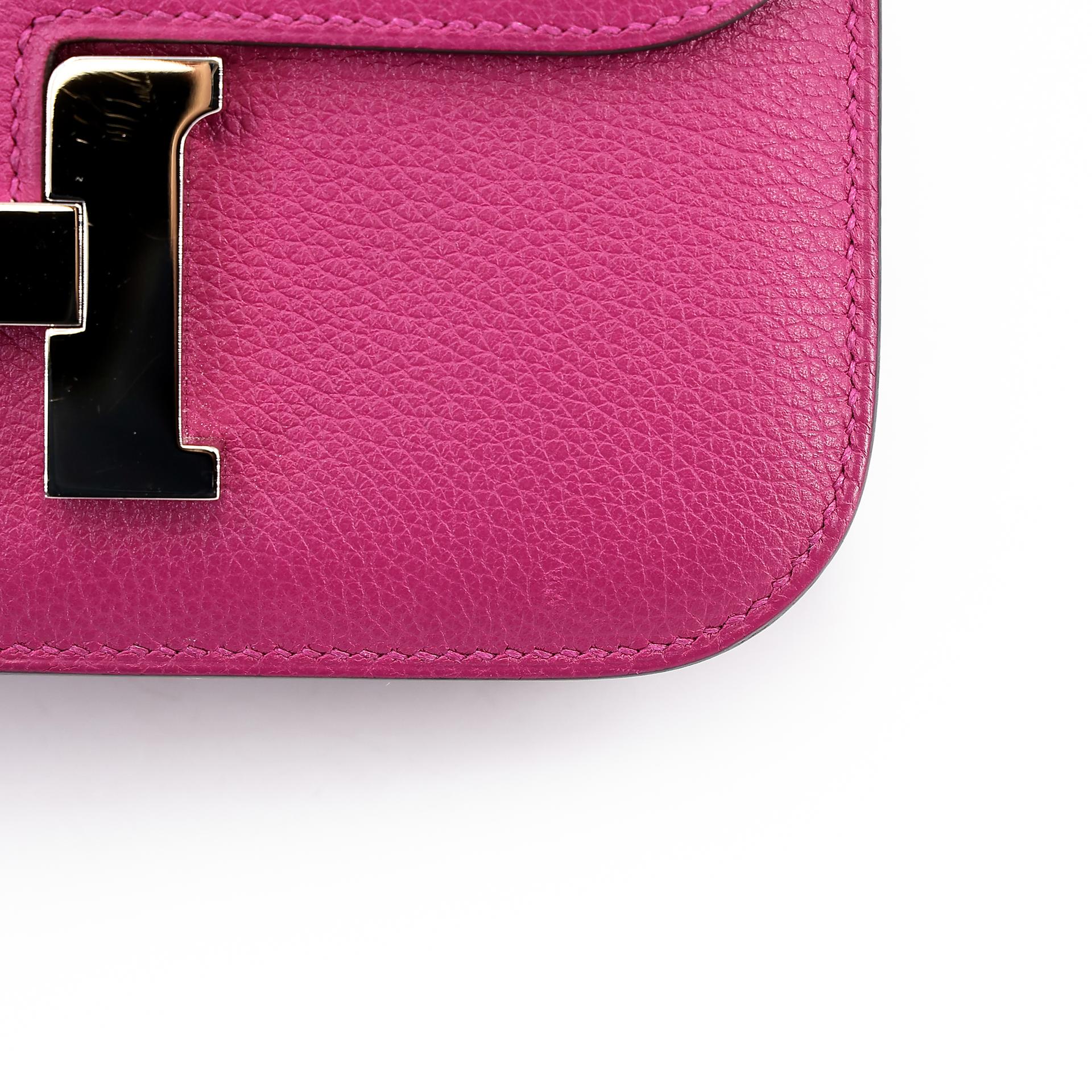 Very Good ( Rank A) HERMÈS Constance Mini Rose Purple (L3) Evercolor Palladium hardware A (2017) - 8