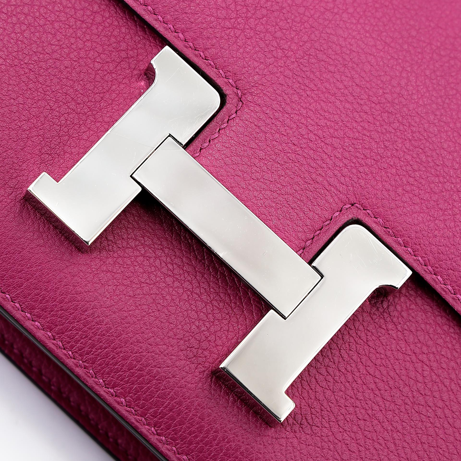 Very Good ( Rank A) HERMÈS Constance Mini Rose Purple (L3) Evercolor Palladium hardware A (2017) - 9