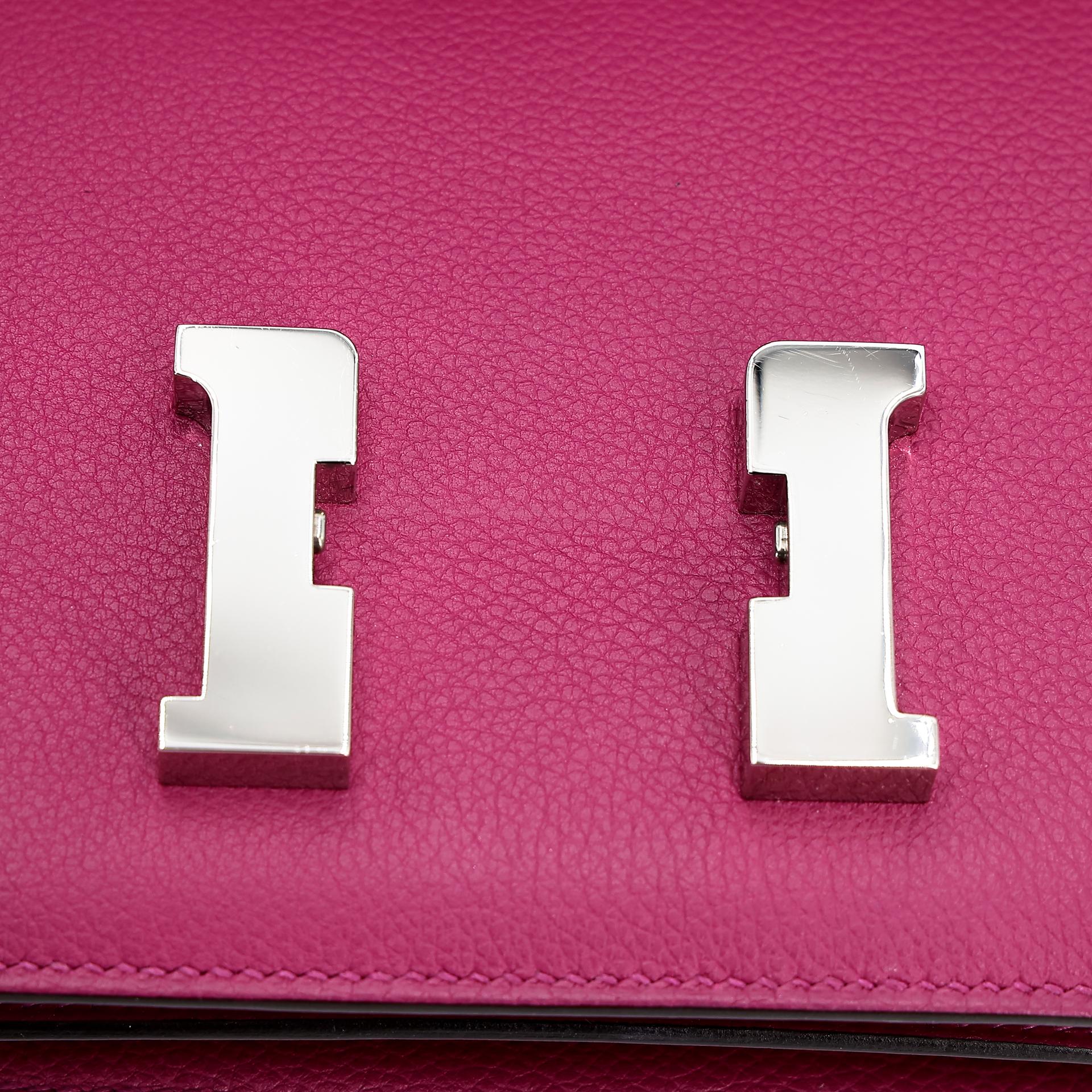 Very Good ( Rank A) HERMÈS Constance Mini Rose Purple (L3) Evercolor Palladium hardware A (2017) - 10