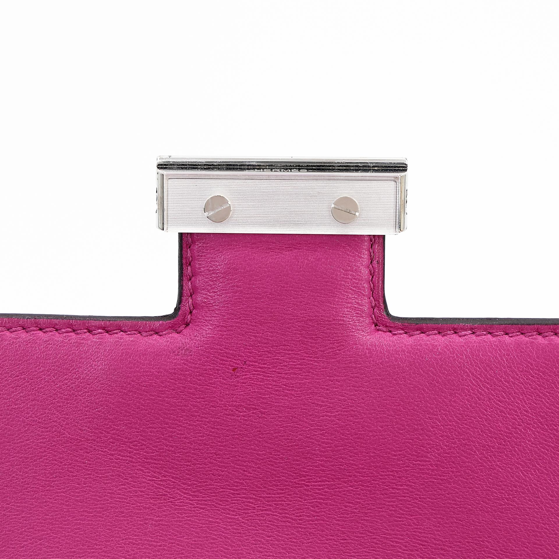 Very Good ( Rank A) HERMÈS Constance Mini Rose Purple (L3) Evercolor Palladium hardware A (2017) - 11