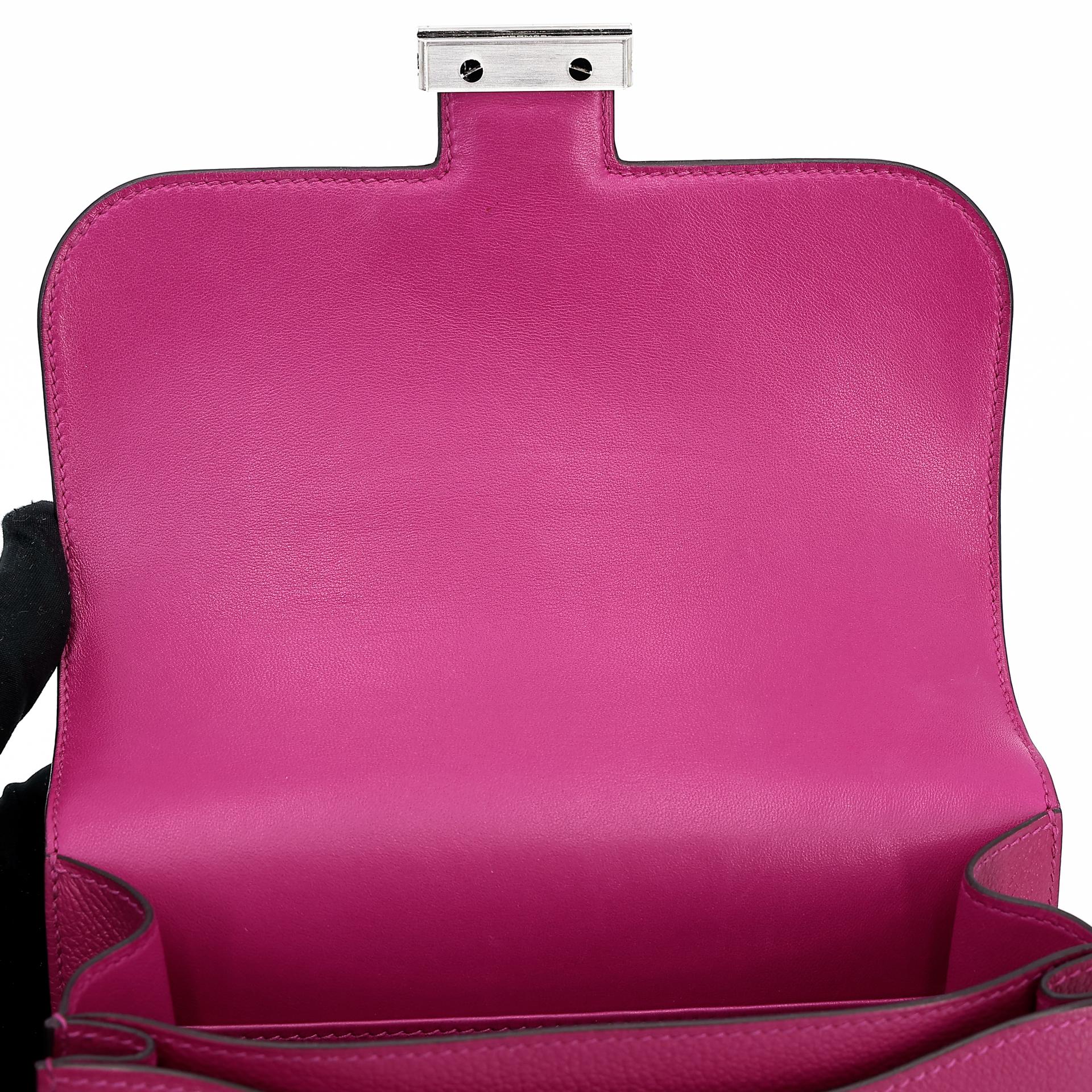 Very Good ( Rank A) HERMÈS Constance Mini Rose Purple (L3) Evercolor Palladium hardware A (2017) - 12