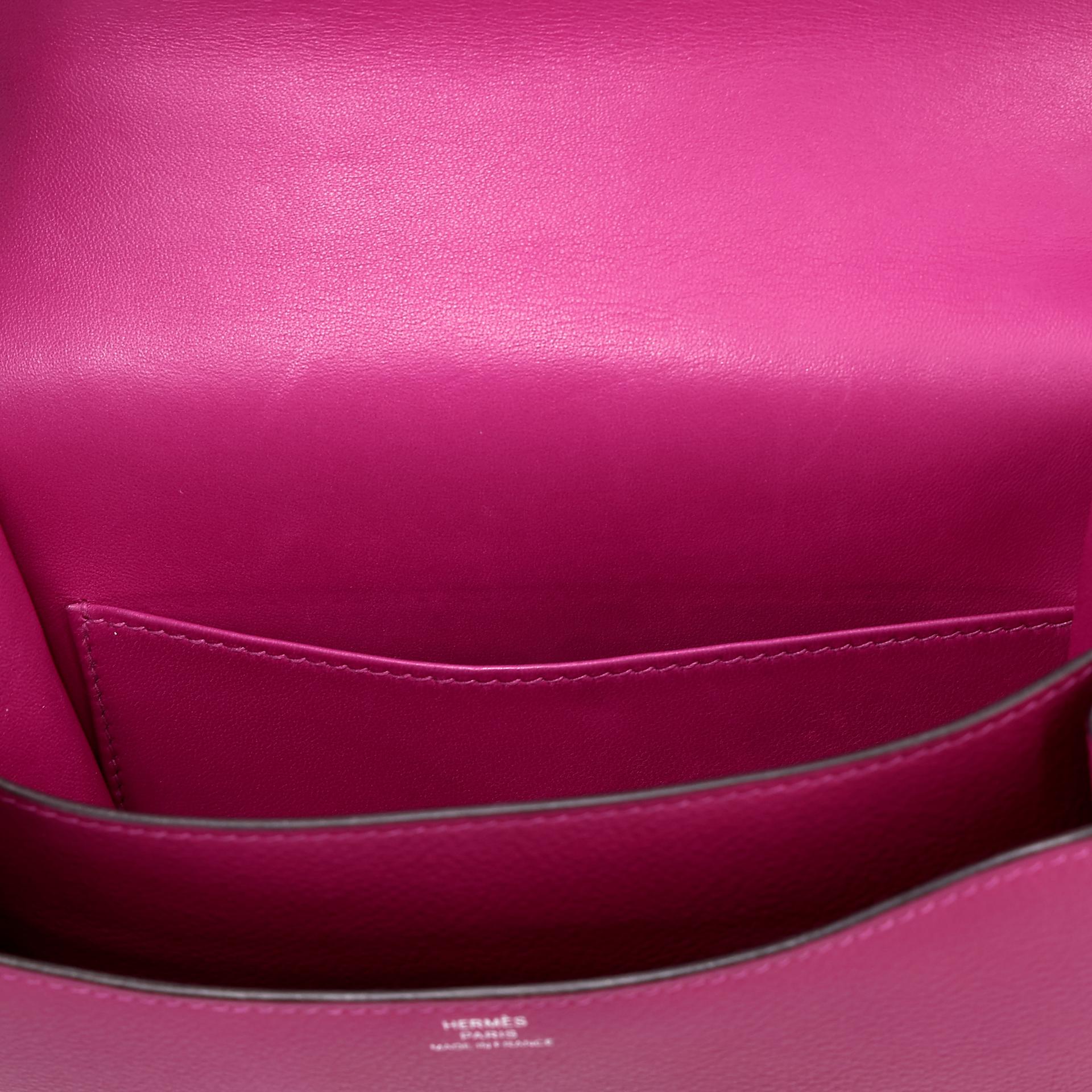 Very Good ( Rank A) HERMÈS Constance Mini Rose Purple (L3) Evercolor Palladium hardware A (2017) - 16