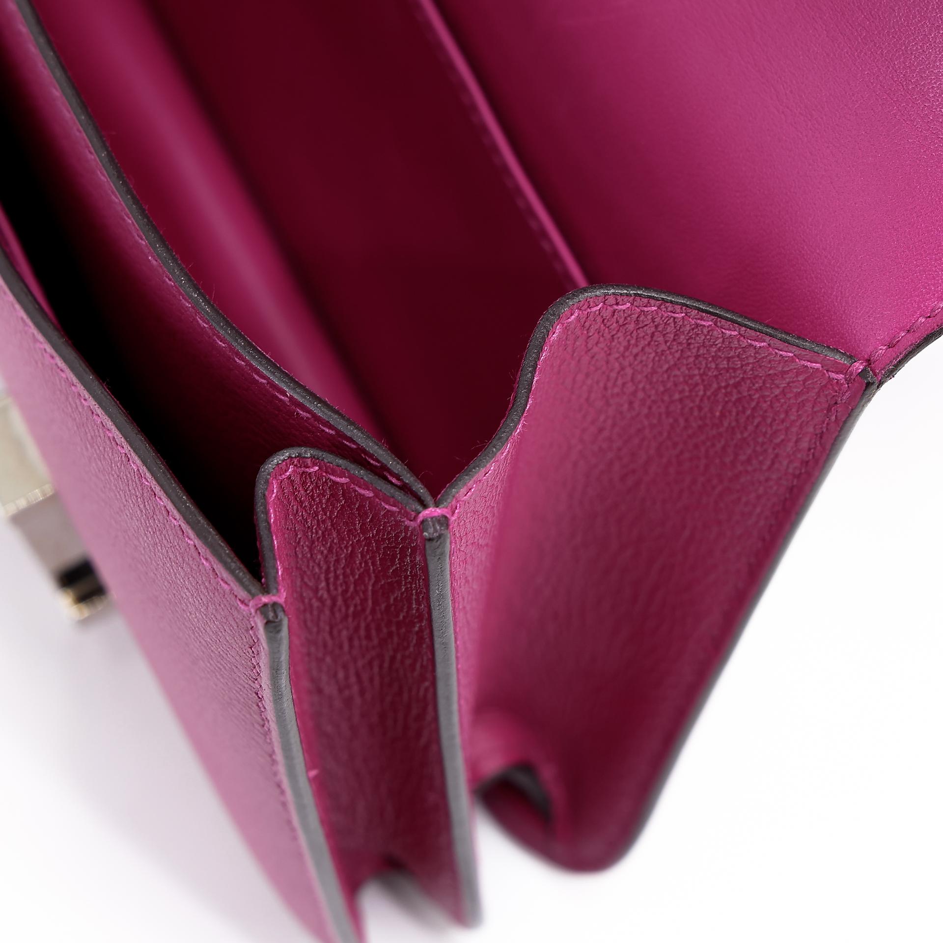 Very Good ( Rank A) HERMÈS Constance Mini Rose Purple (L3) Evercolor Palladium hardware A (2017) - 22