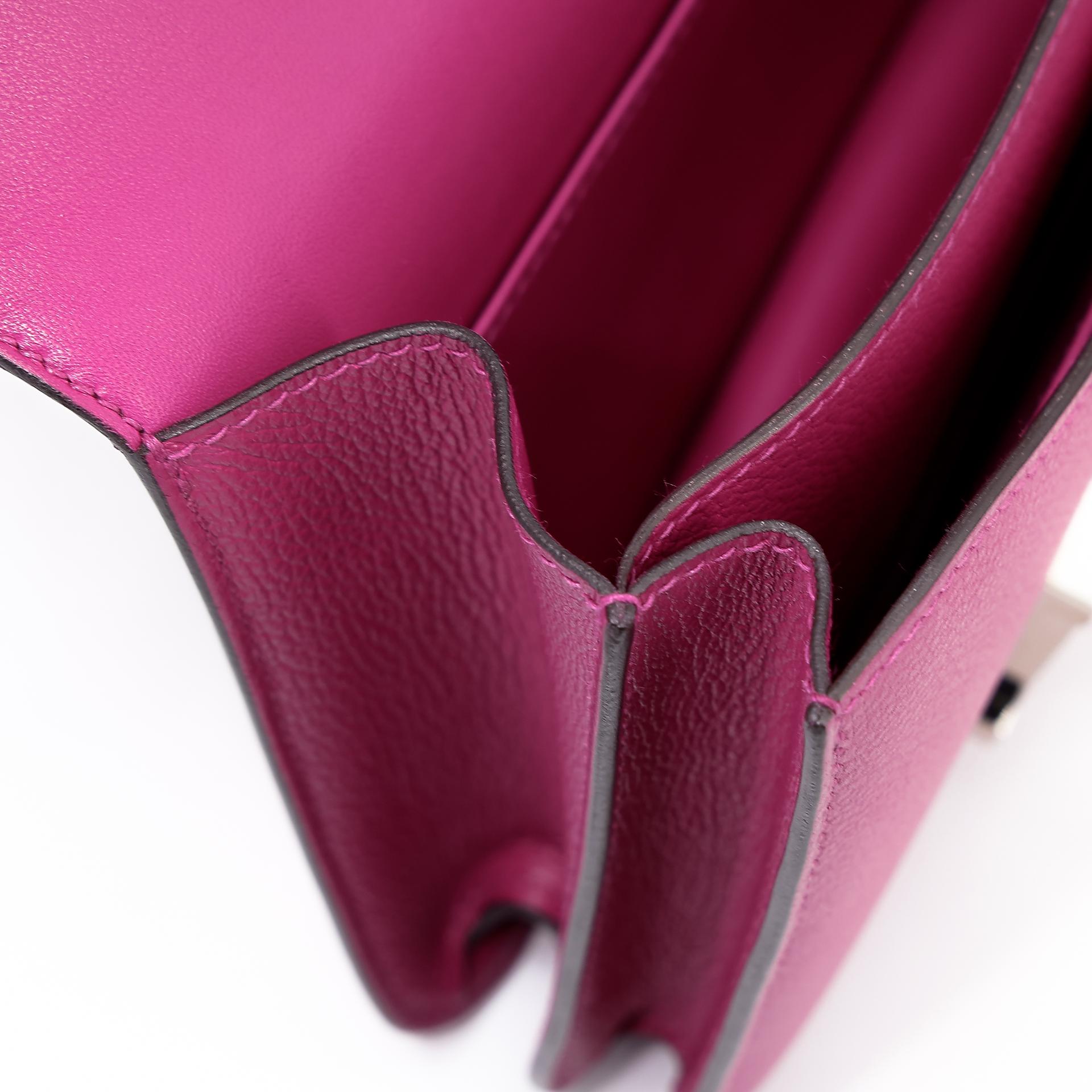 Very Good ( Rank A) HERMÈS Constance Mini Rose Purple (L3) Evercolor Palladium hardware A (2017) - 23