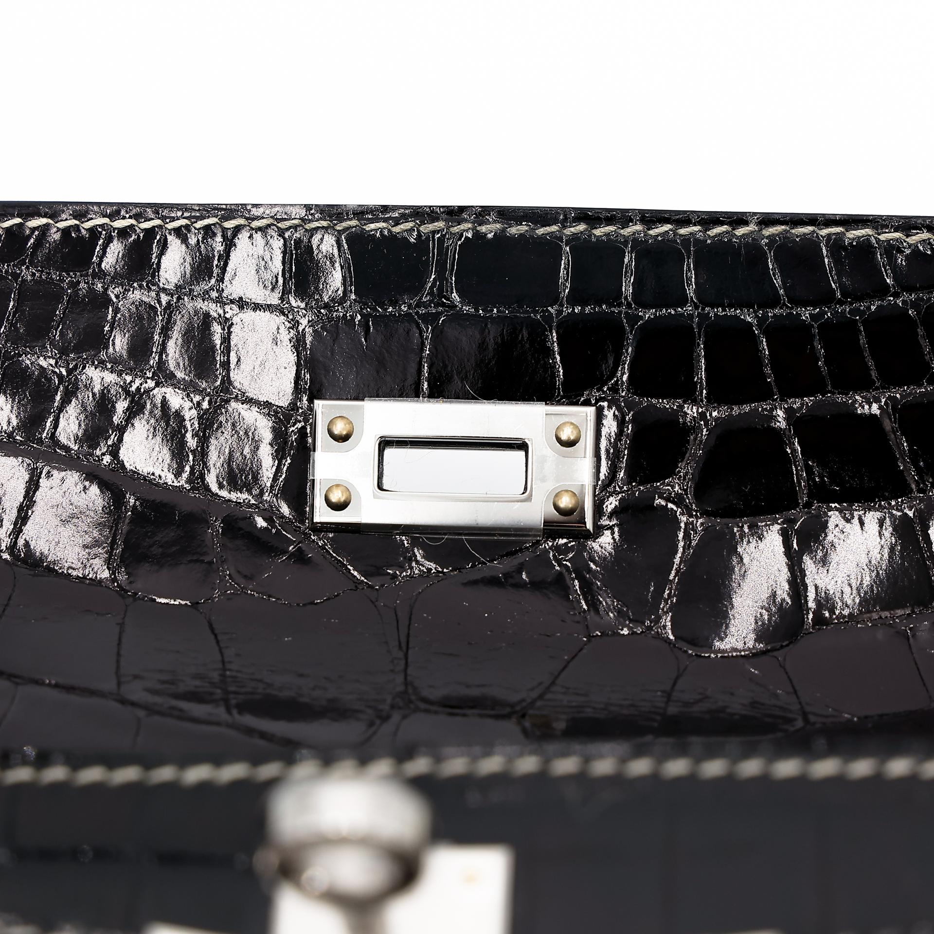ランク NS 未使用品 HERMÈS エルメス スペシャルオーダー ポシェットケリー HSS ブラック (89) クロコダイル アリゲーター シルバー金具 W刻印 (2024) - 11