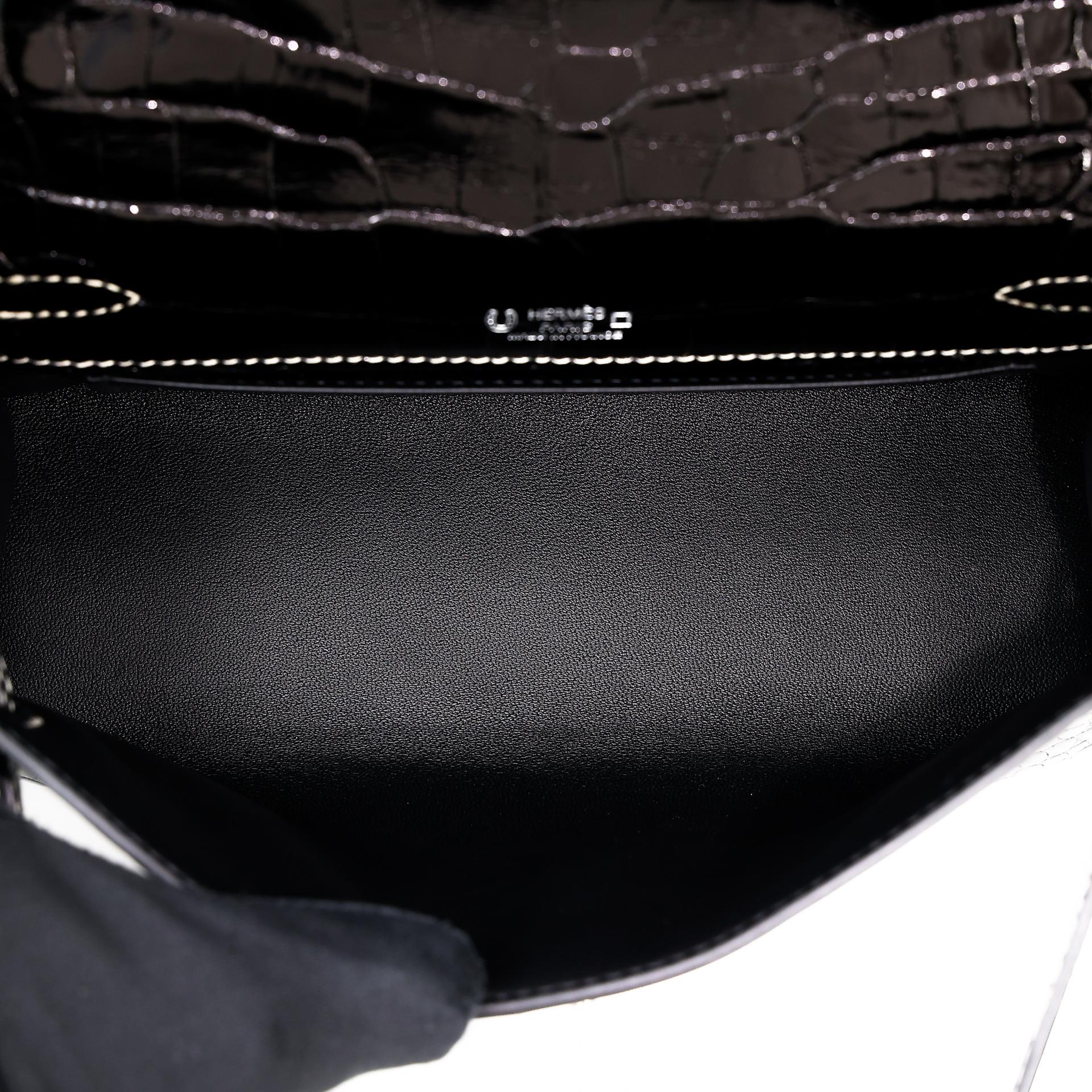 ランク NS 未使用品 HERMÈS エルメス スペシャルオーダー ポシェットケリー HSS ブラック (89) クロコダイル アリゲーター シルバー金具 W刻印 (2024) - 19