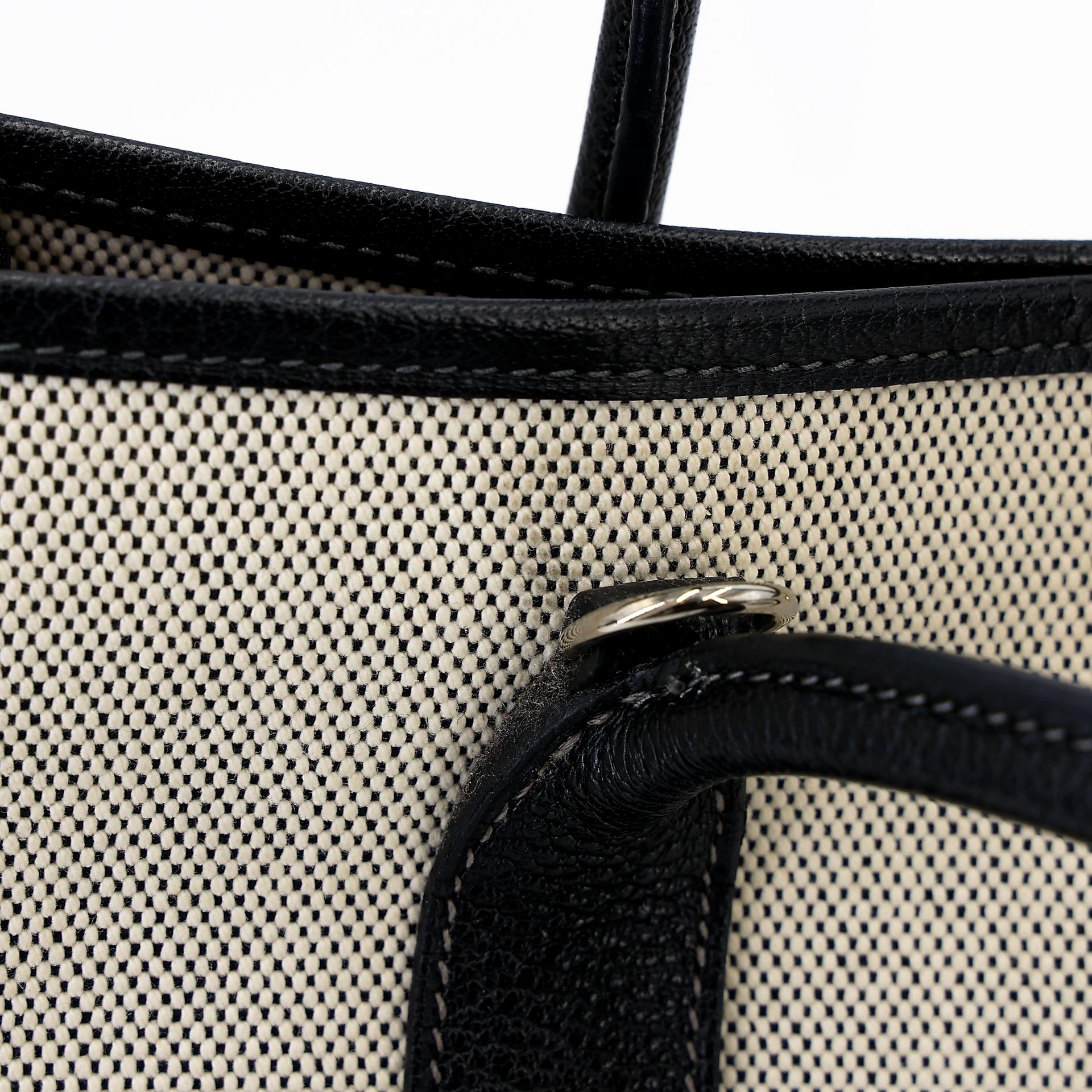 中古AB HERMÈS 爱马仕 Garden Party 花园 TPM 30 89 黑色 Noir 帆布 Buffalo 水牛皮 银扣 □J刻 2006年 - 15