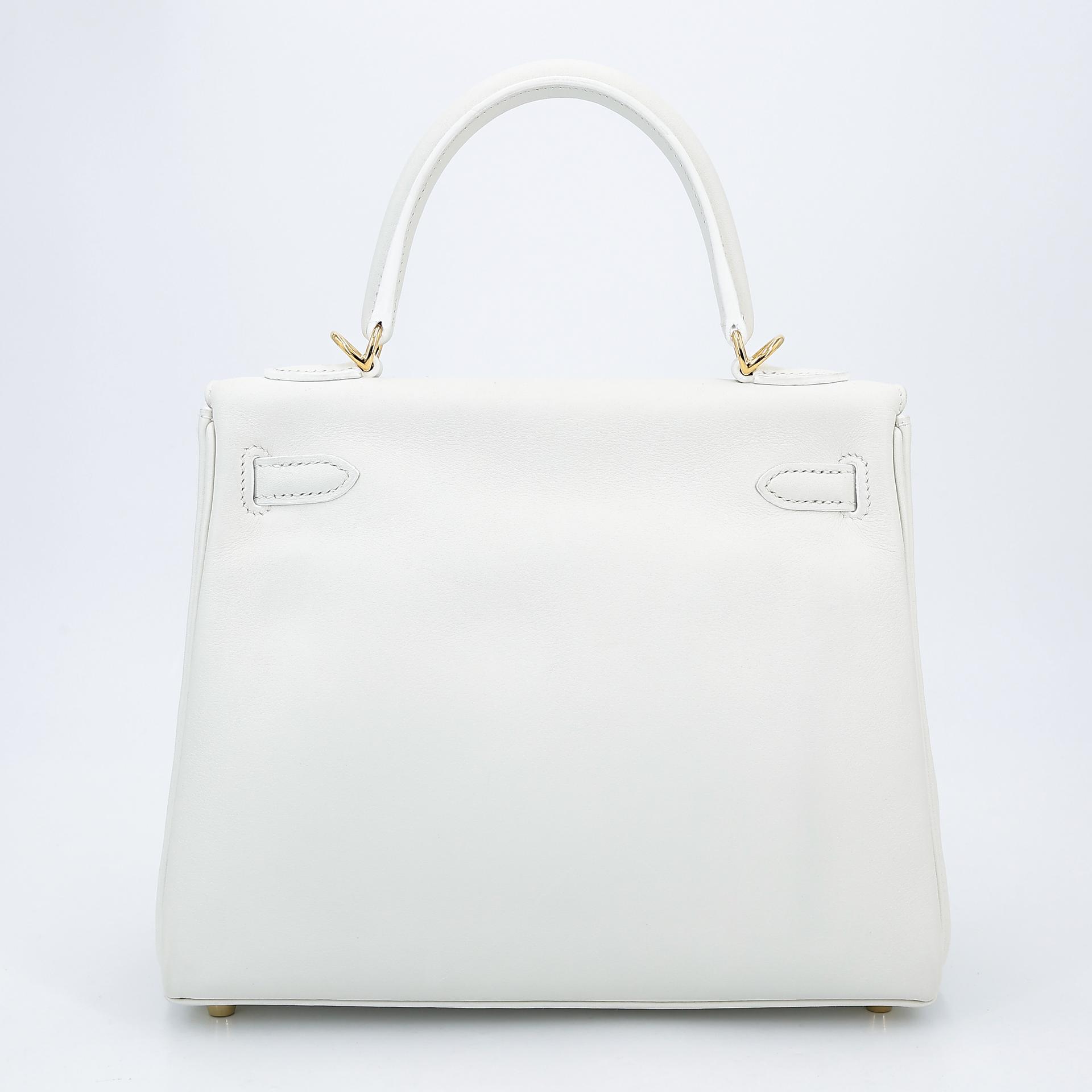 Excellent ( Rank SA ) HERMÈS Kelly 25 White (01) Swift Gold hardware D (2019) - 2
