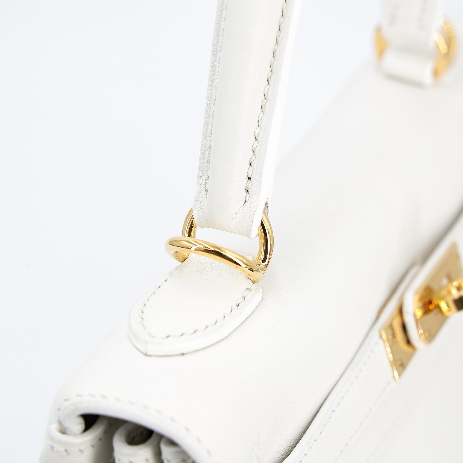 Excellent ( Rank SA ) HERMÈS Kelly 25 White (01) Swift Gold hardware D (2019) - 5