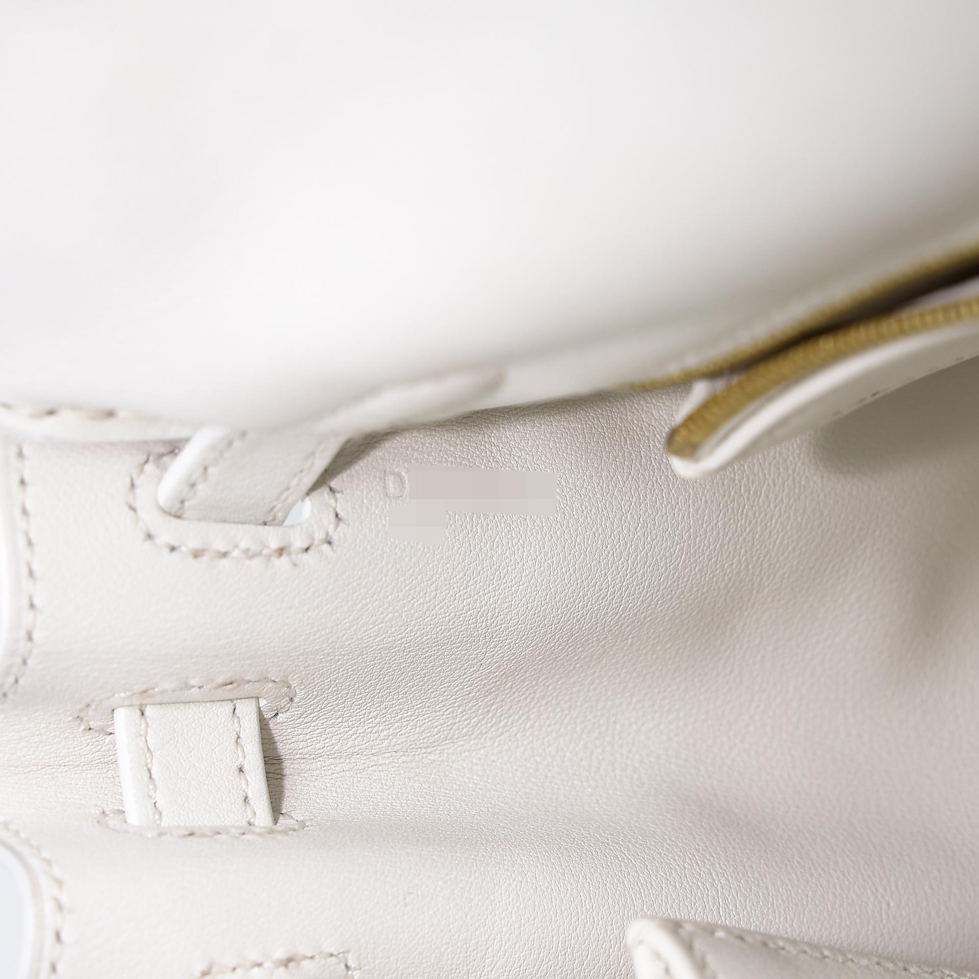 Excellent ( Rank SA ) HERMÈS Kelly 25 White (01) Swift Gold hardware D (2019) - 26