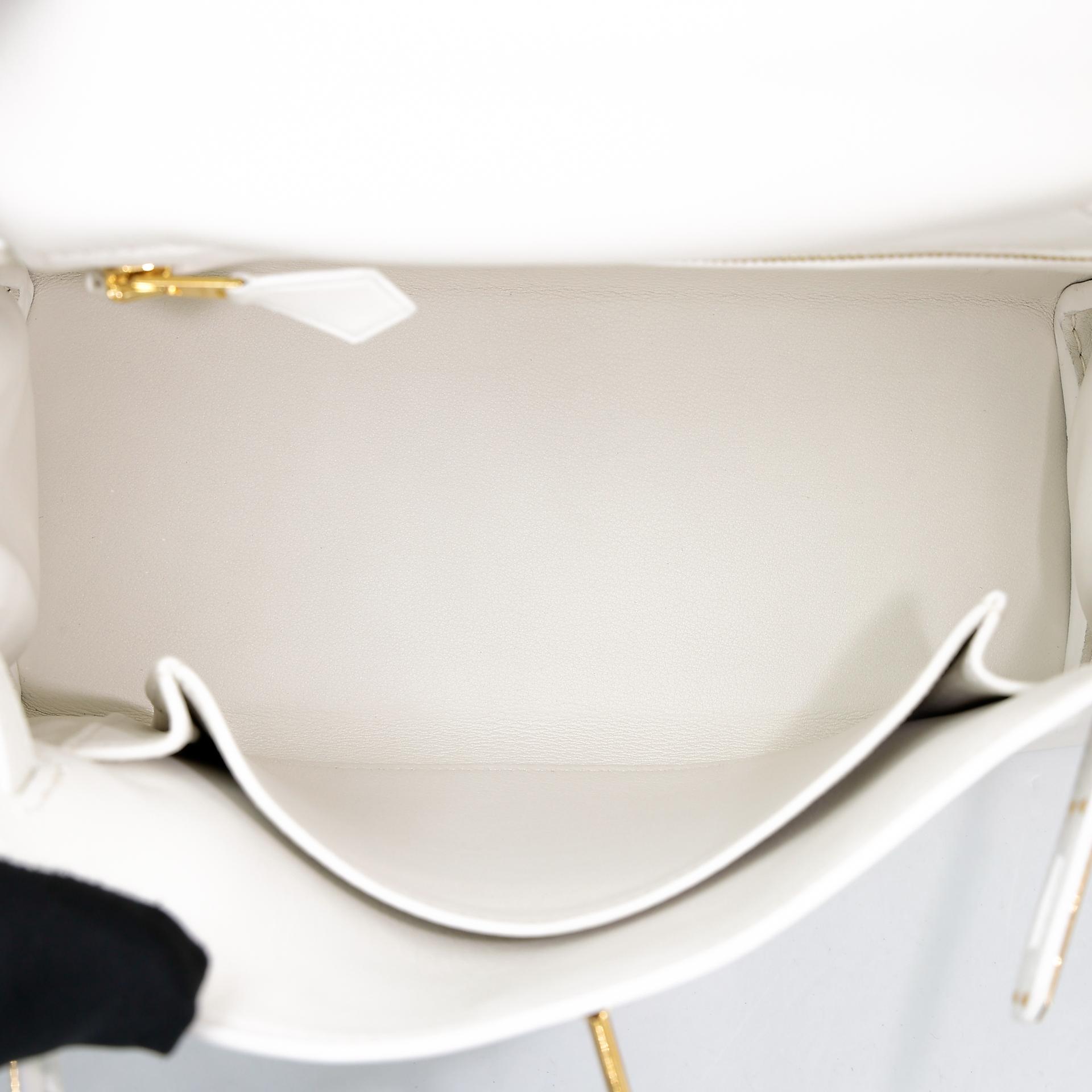 Excellent ( Rank SA ) HERMÈS Kelly 25 White (01) Swift Gold hardware D (2019) - 30
