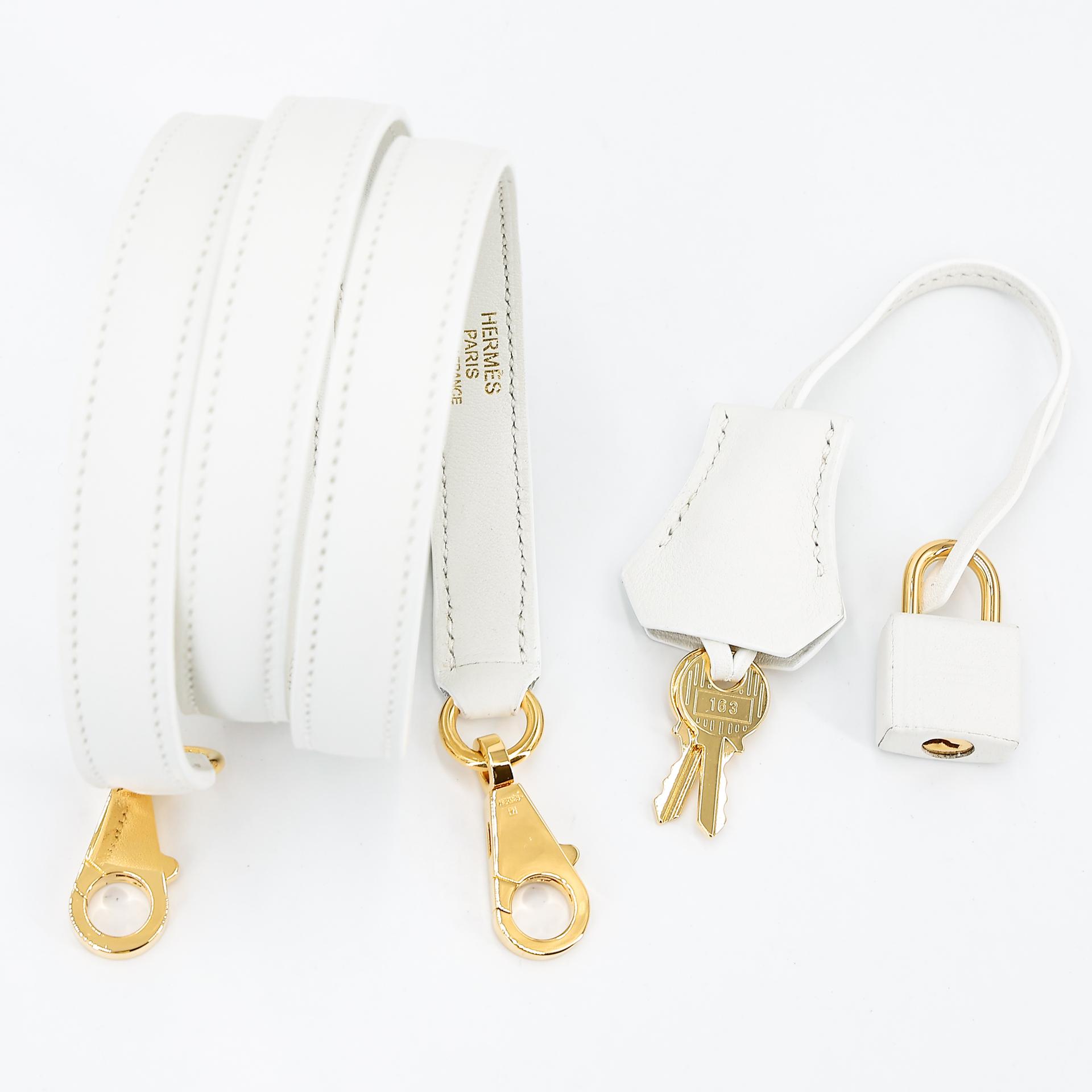 Excellent ( Rank SA ) HERMÈS Kelly 25 White (01) Swift Gold hardware D (2019) - 31