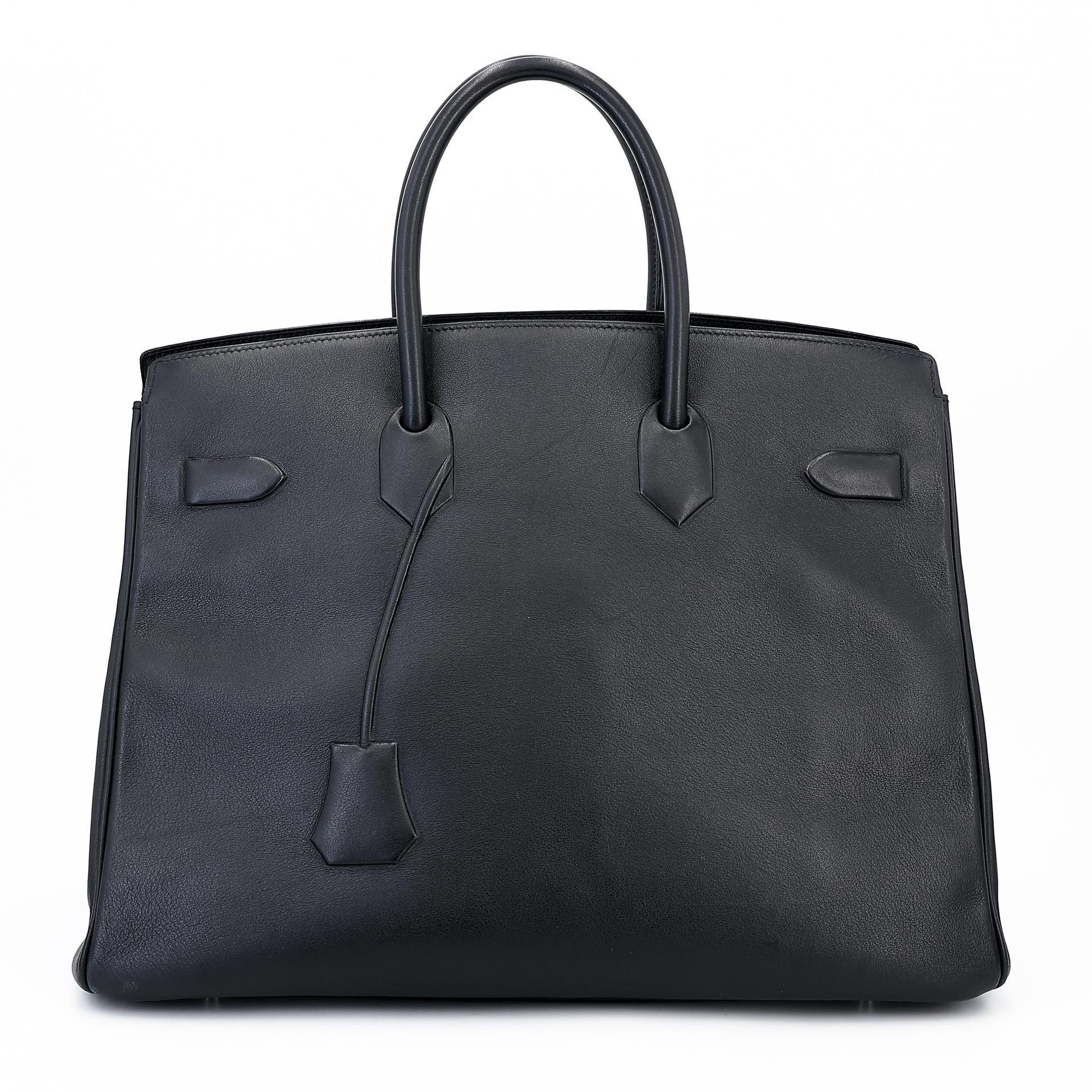 Good ( Rank AB) HERMÈS Limited Edition Birkin 35 Shadow Black (89) Swift Palladium hardware Square M (2009) - 2