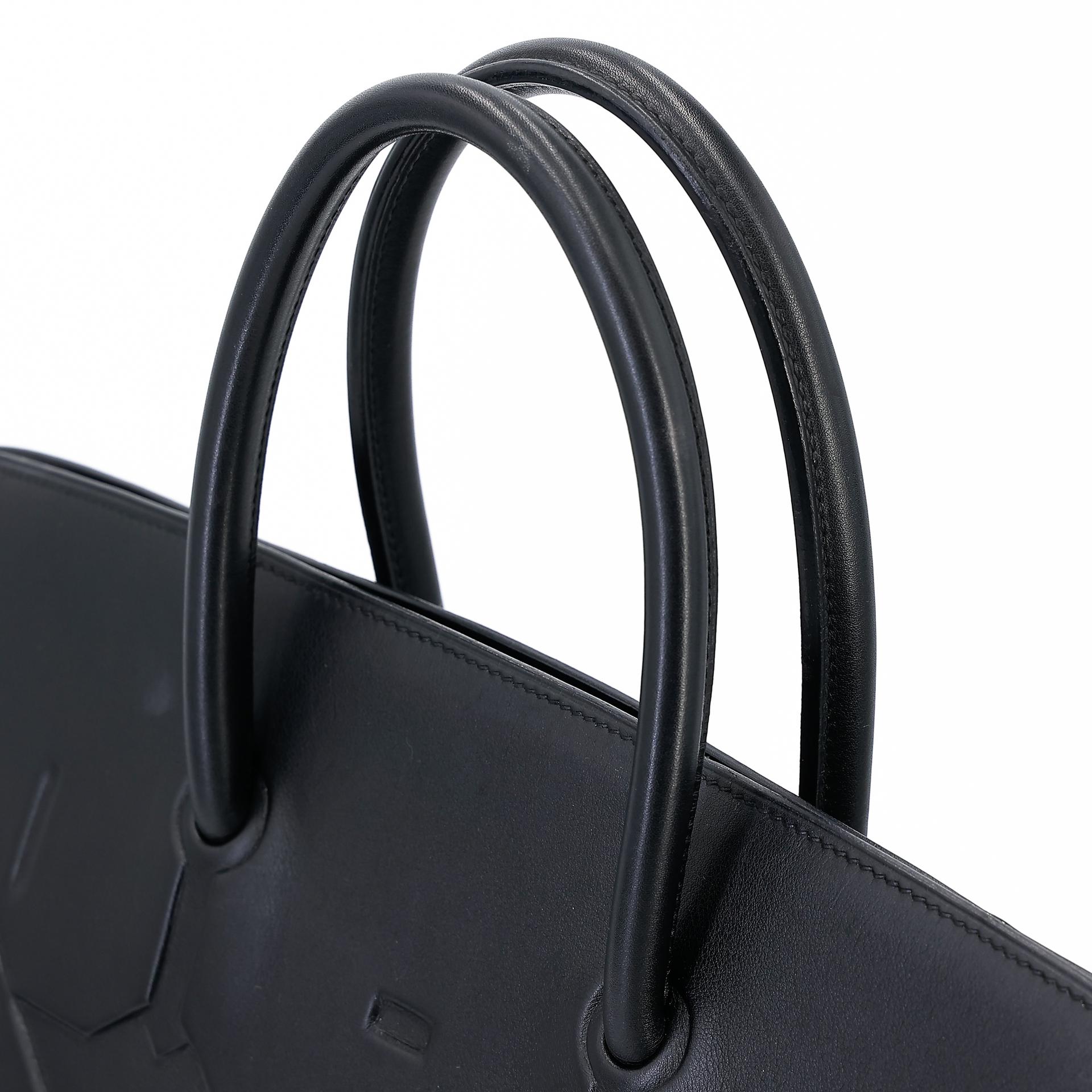 Good ( Rank AB) HERMÈS Limited Edition Birkin 35 Shadow Black (89) Swift Palladium hardware Square M (2009) - 3