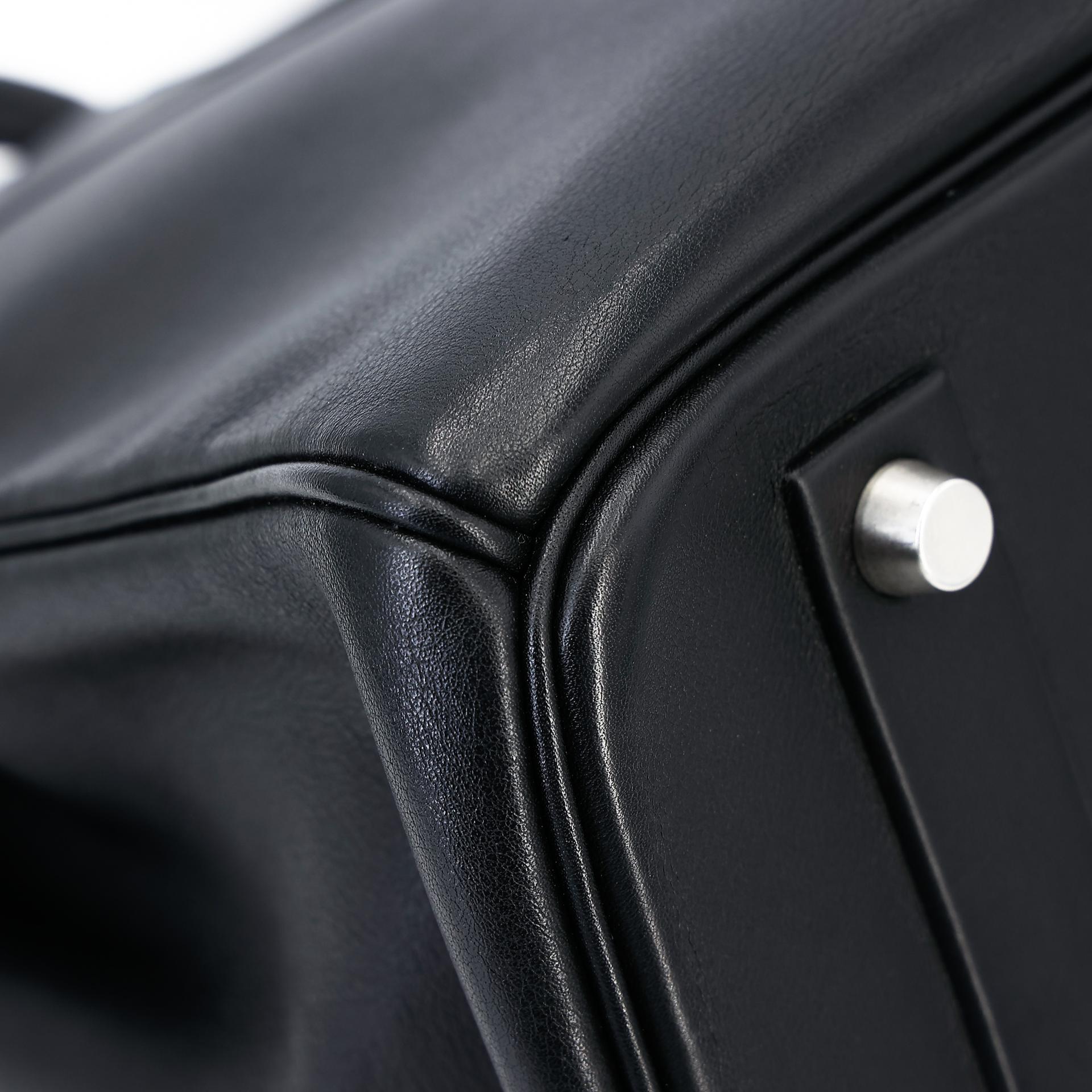 Good ( Rank AB) HERMÈS Limited Edition Birkin 35 Shadow Black (89) Swift Palladium hardware Square M (2009) - 12