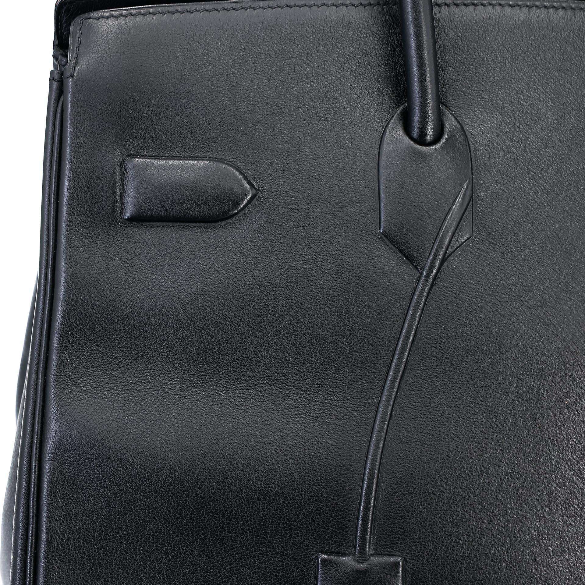 Good ( Rank AB) HERMÈS Limited Edition Birkin 35 Shadow Black (89) Swift Palladium hardware Square M (2009) - 20