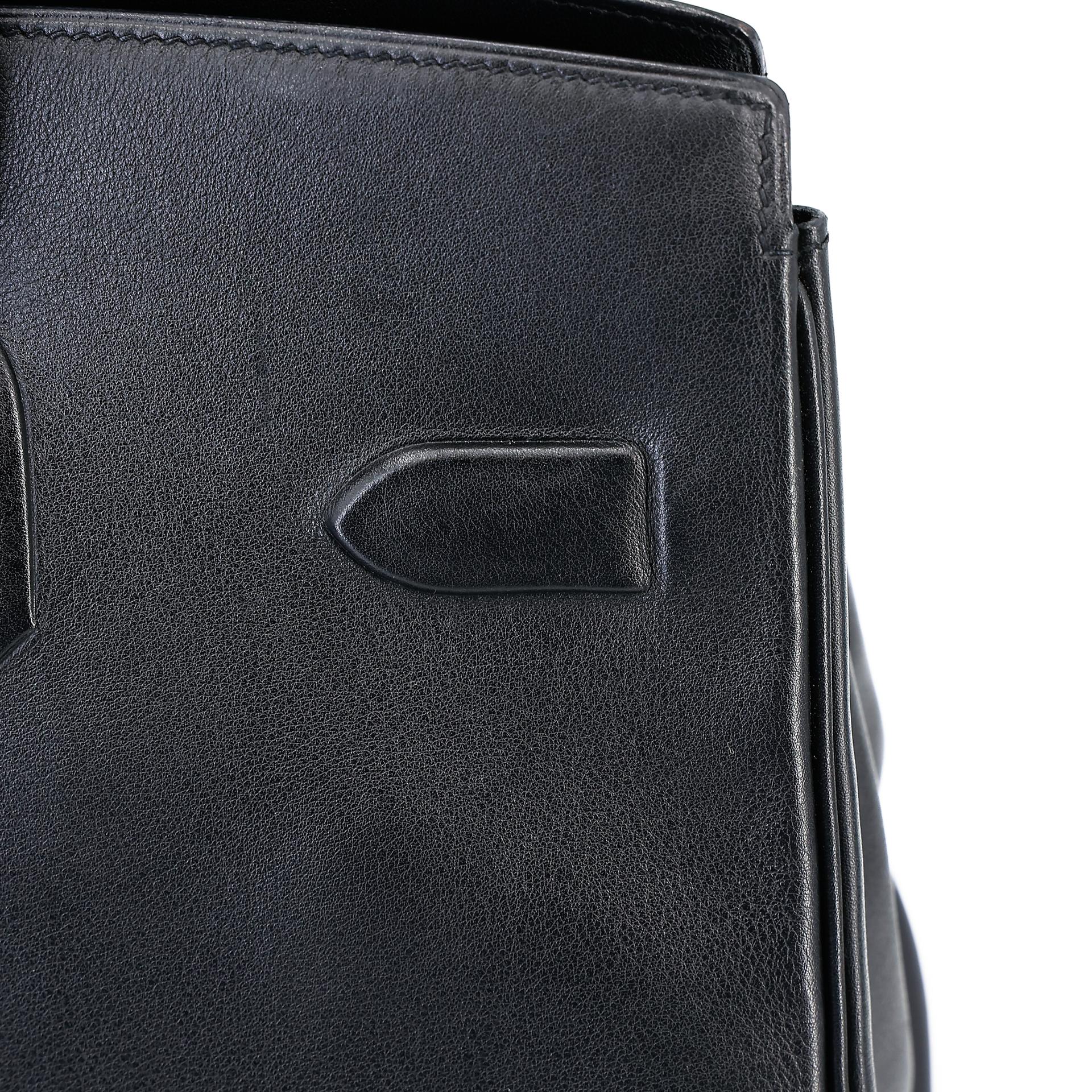 Good ( Rank AB) HERMÈS Limited Edition Birkin 35 Shadow Black (89) Swift Palladium hardware Square M (2009) - 21