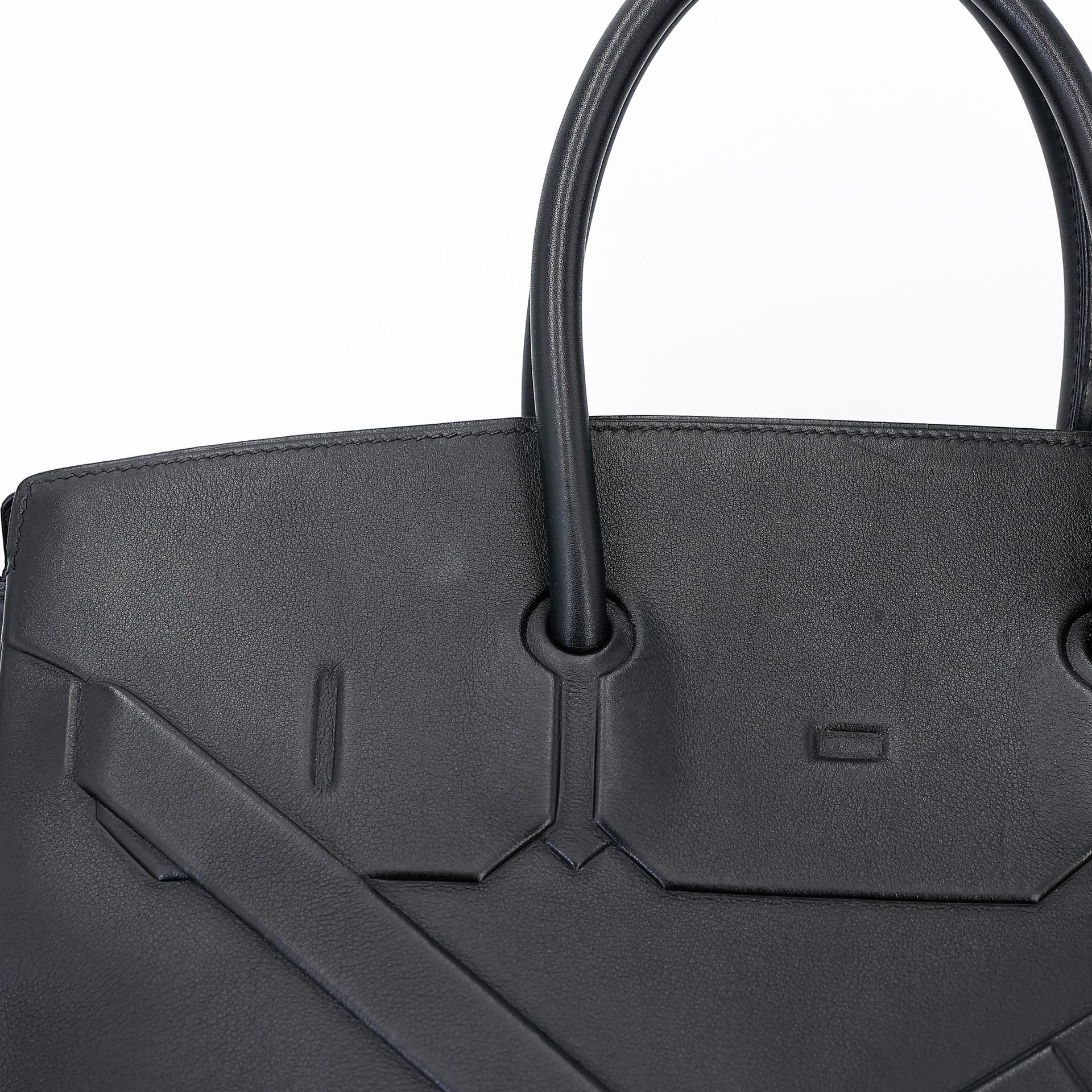 Good ( Rank AB) HERMÈS Limited Edition Birkin 35 Shadow Black (89) Swift Palladium hardware Square M (2009) - 22