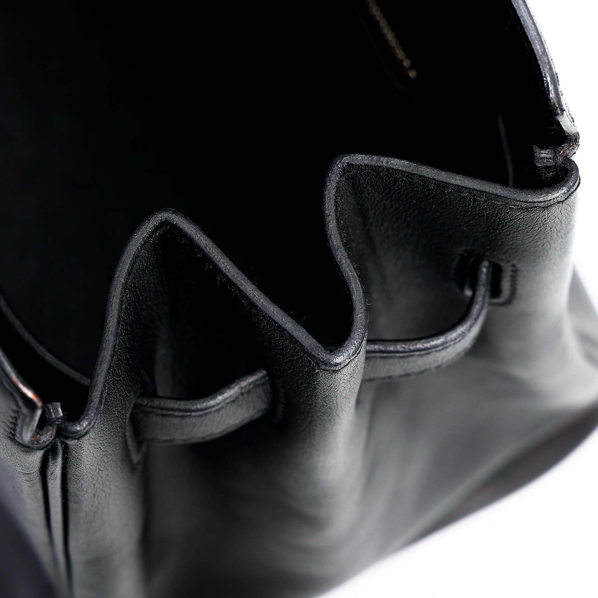 Good ( Rank AB) HERMÈS Limited Edition Birkin 35 Shadow Black (89) Swift Palladium hardware Square M (2009) - 28
