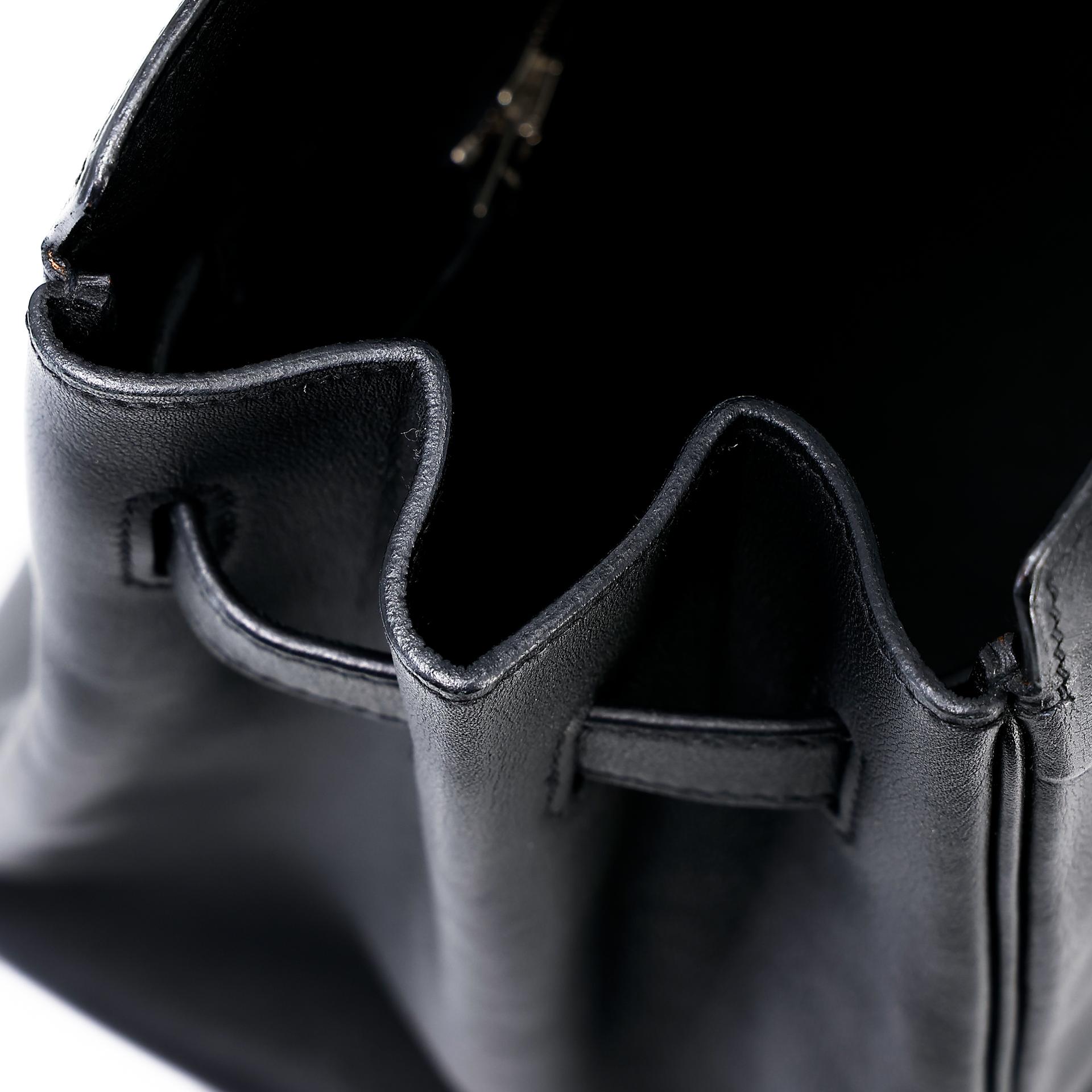 Good ( Rank AB) HERMÈS Limited Edition Birkin 35 Shadow Black (89) Swift Palladium hardware Square M (2009) - 29