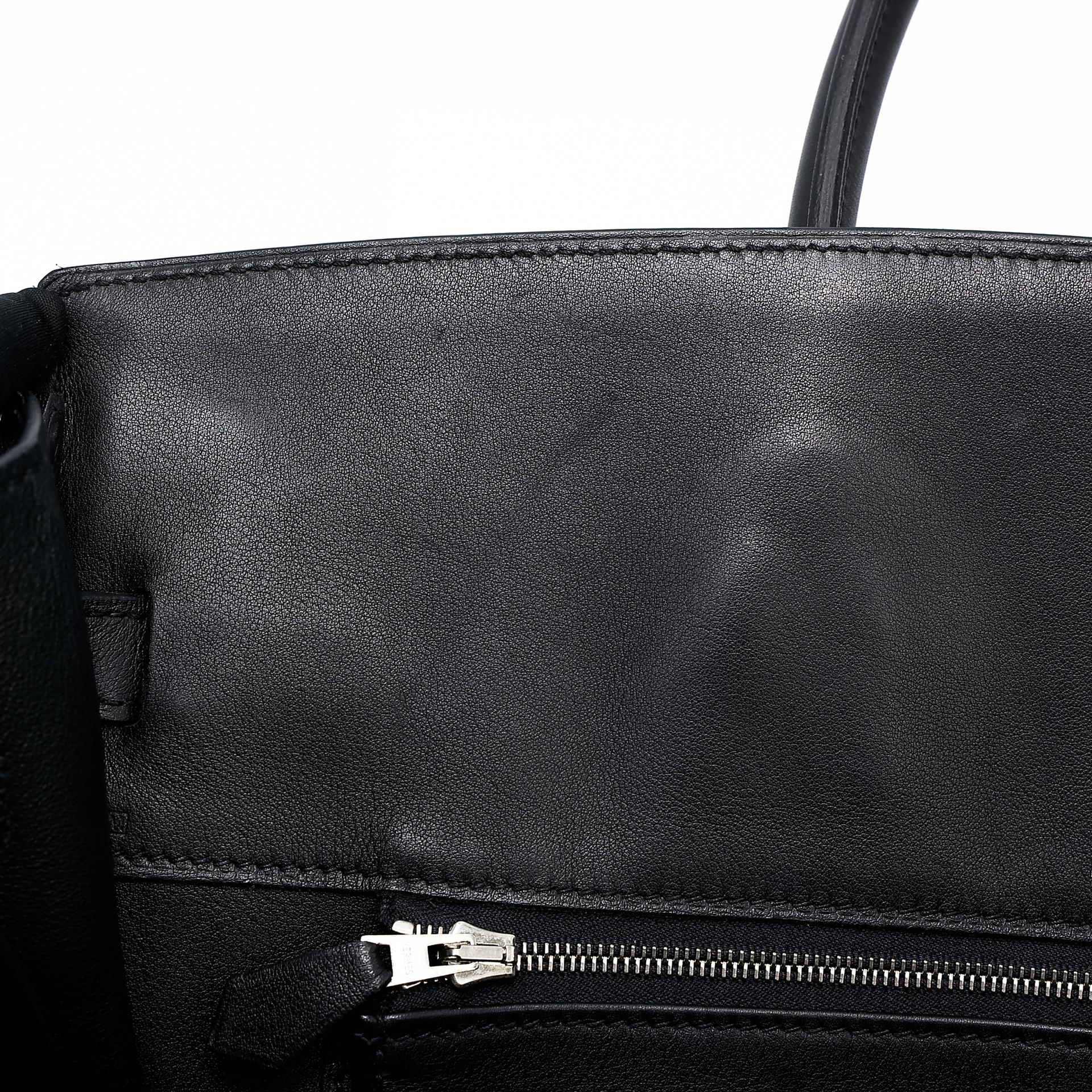 Good ( Rank AB) HERMÈS Limited Edition Birkin 35 Shadow Black (89) Swift Palladium hardware Square M (2009) - 31