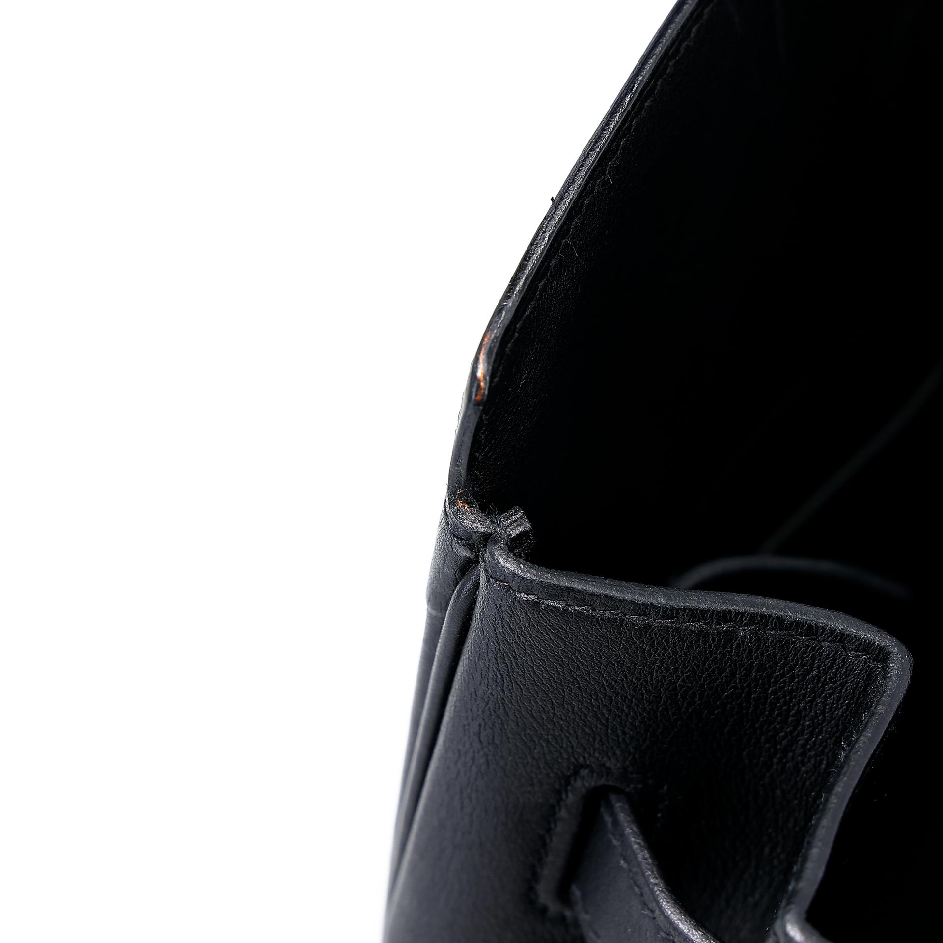 Good ( Rank AB) HERMÈS Limited Edition Birkin 35 Shadow Black (89) Swift Palladium hardware Square M (2009) - 39