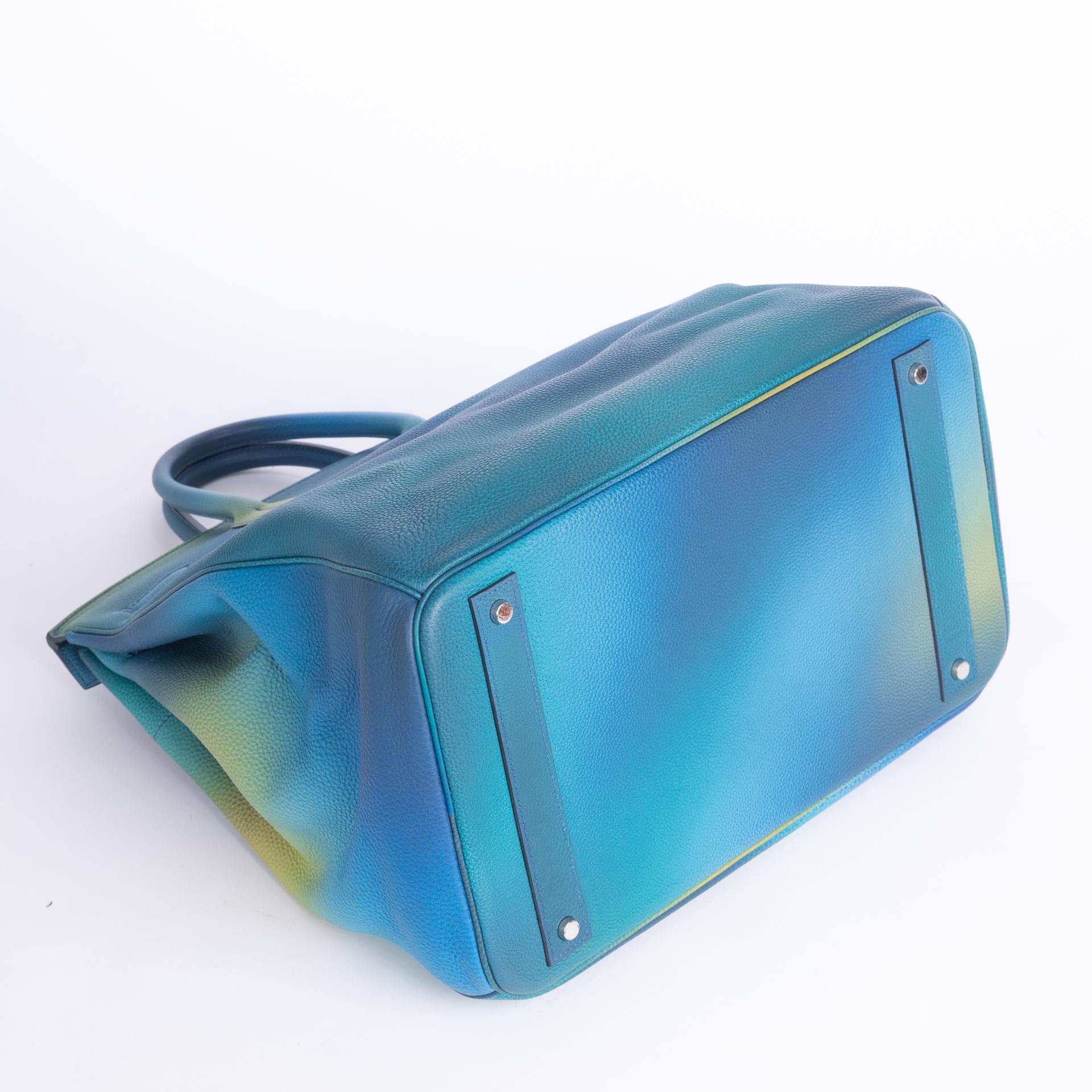 Very Good ( Rank A) HERMÈS Haut à Courroies HAC 40 Cosmos Jaune de Naples (9O) Bleu Nuit (2Z) Togo Brushed Palladium D (2019) - 7