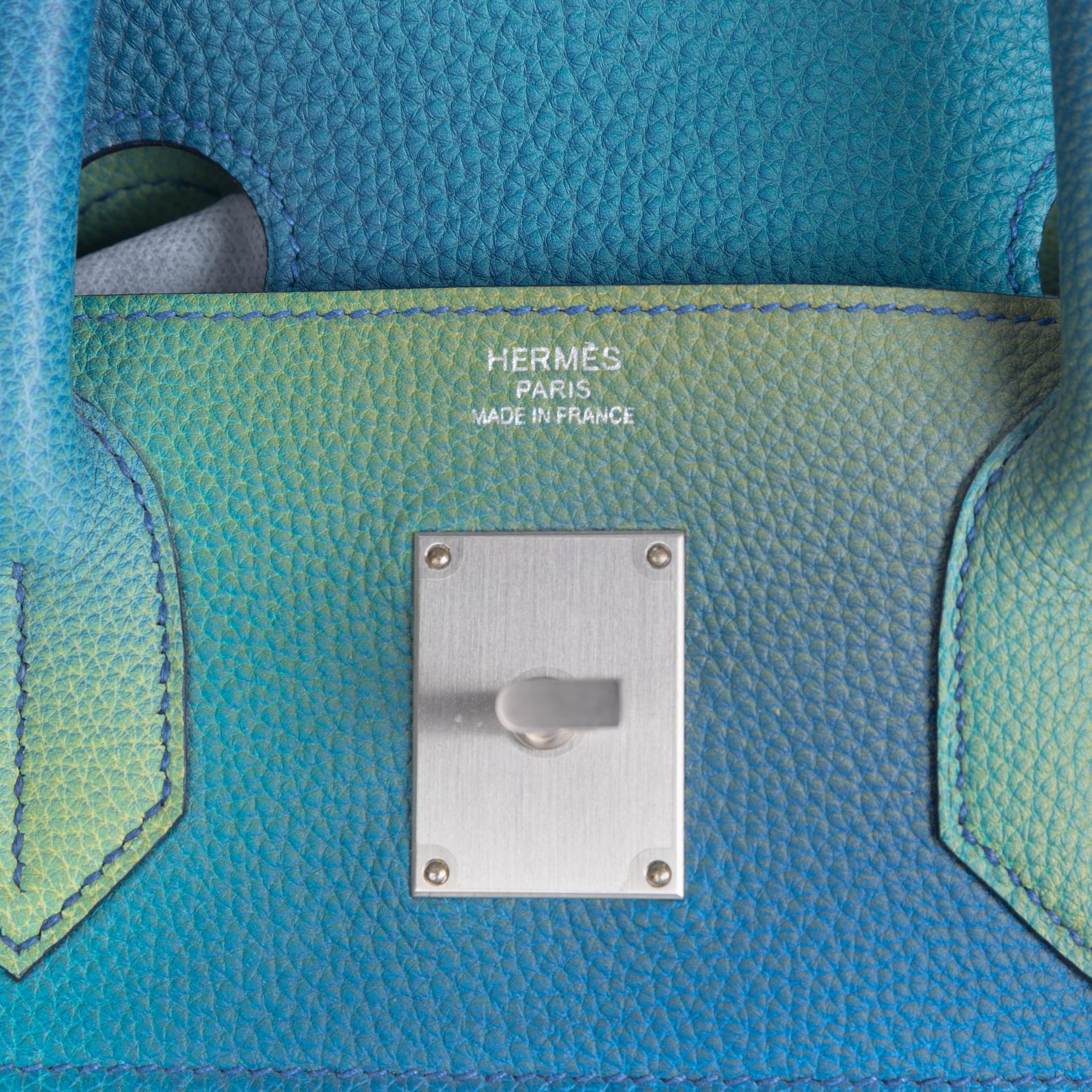 Very Good ( Rank A) HERMÈS Haut à Courroies HAC 40 Cosmos Jaune de Naples (9O) Bleu Nuit (2Z) Togo Brushed Palladium D (2019) - 10