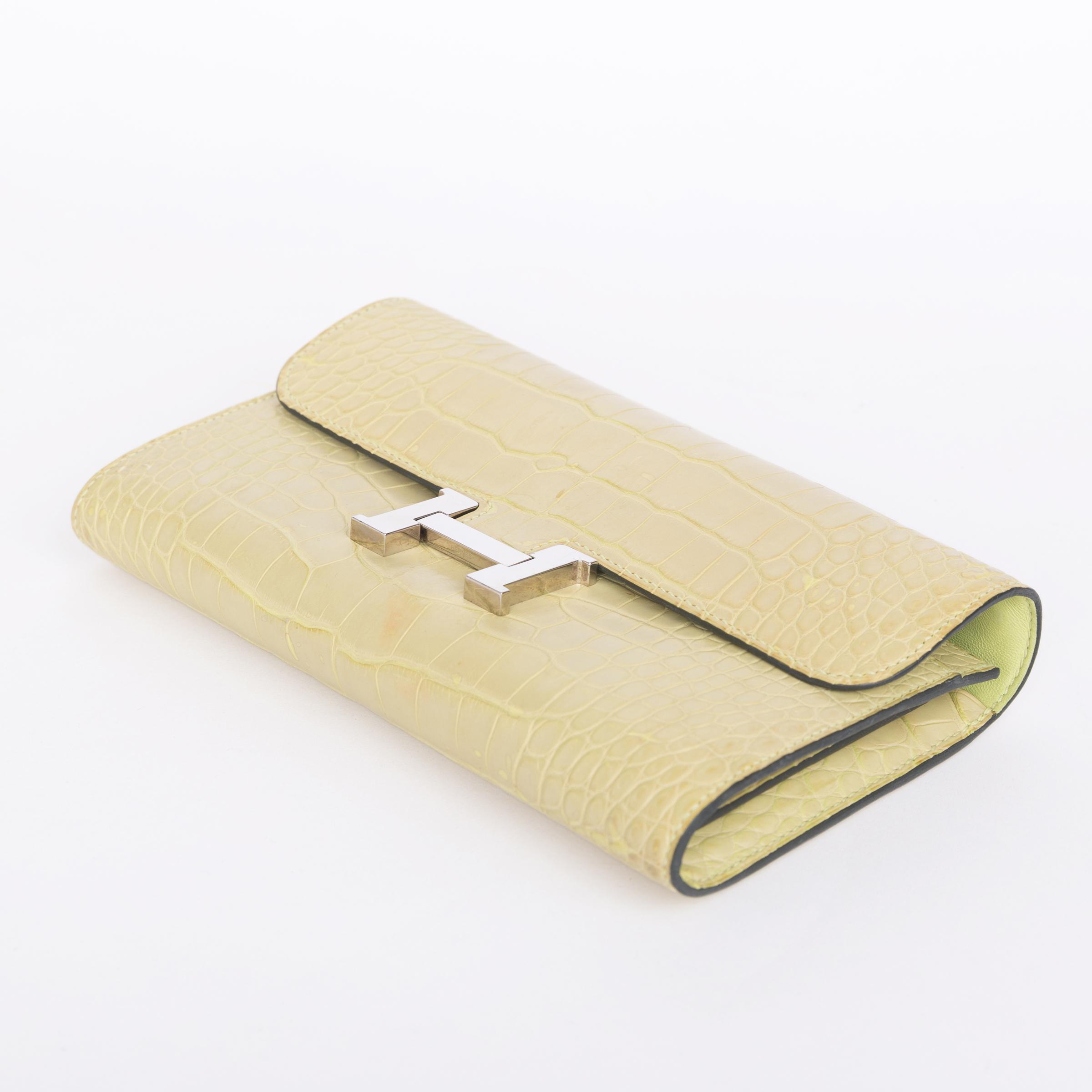ランク B  HERMÈS エルメス  コンスタンストゥーゴー ジョーヌ ブルジョン (R9) クロコダイル アリゲーター マット シルバー金具 Z刻印 - 3