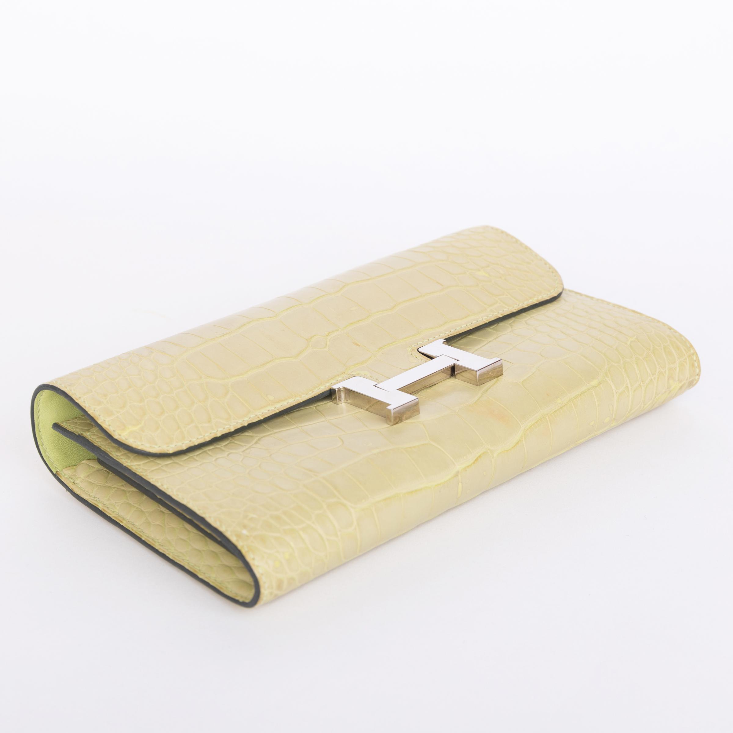 ランク B  HERMÈS エルメス  コンスタンストゥーゴー ジョーヌ ブルジョン (R9) クロコダイル アリゲーター マット シルバー金具 Z刻印 - 4