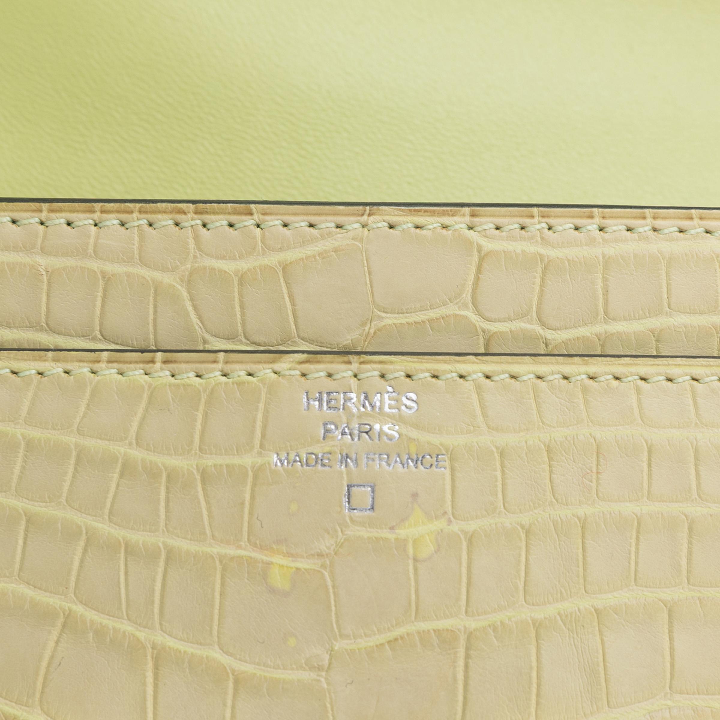 ランク B  HERMÈS エルメス  コンスタンストゥーゴー ジョーヌ ブルジョン (R9) クロコダイル アリゲーター マット シルバー金具 Z刻印 - 9