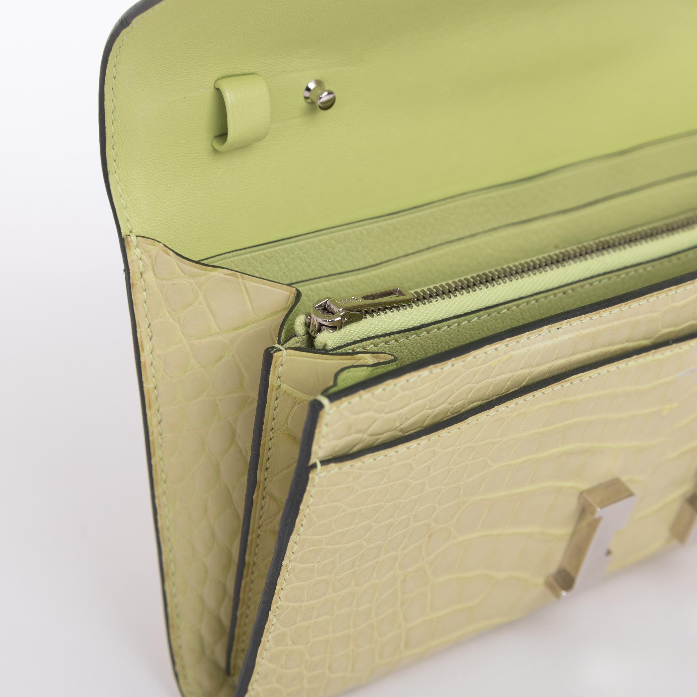 ランク B  HERMÈS エルメス  コンスタンストゥーゴー ジョーヌ ブルジョン (R9) クロコダイル アリゲーター マット シルバー金具 Z刻印 - 11