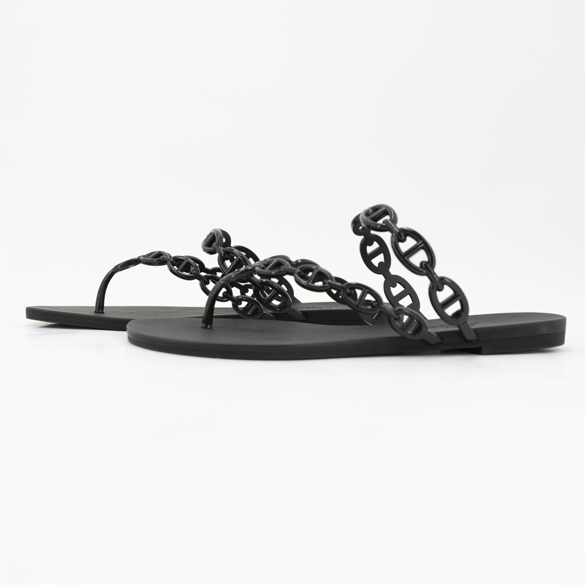 Brand New ( Rank N ) HERMÈS Island Sandals Noir (89) - 3