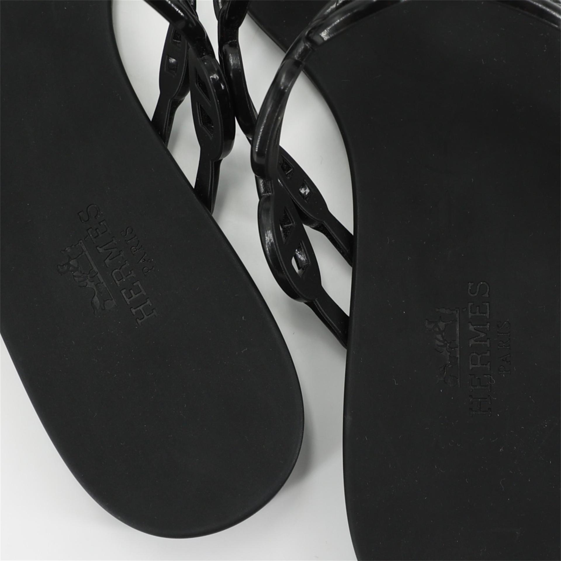 Brand New ( Rank N ) HERMÈS Island Sandals Noir (89) - 4