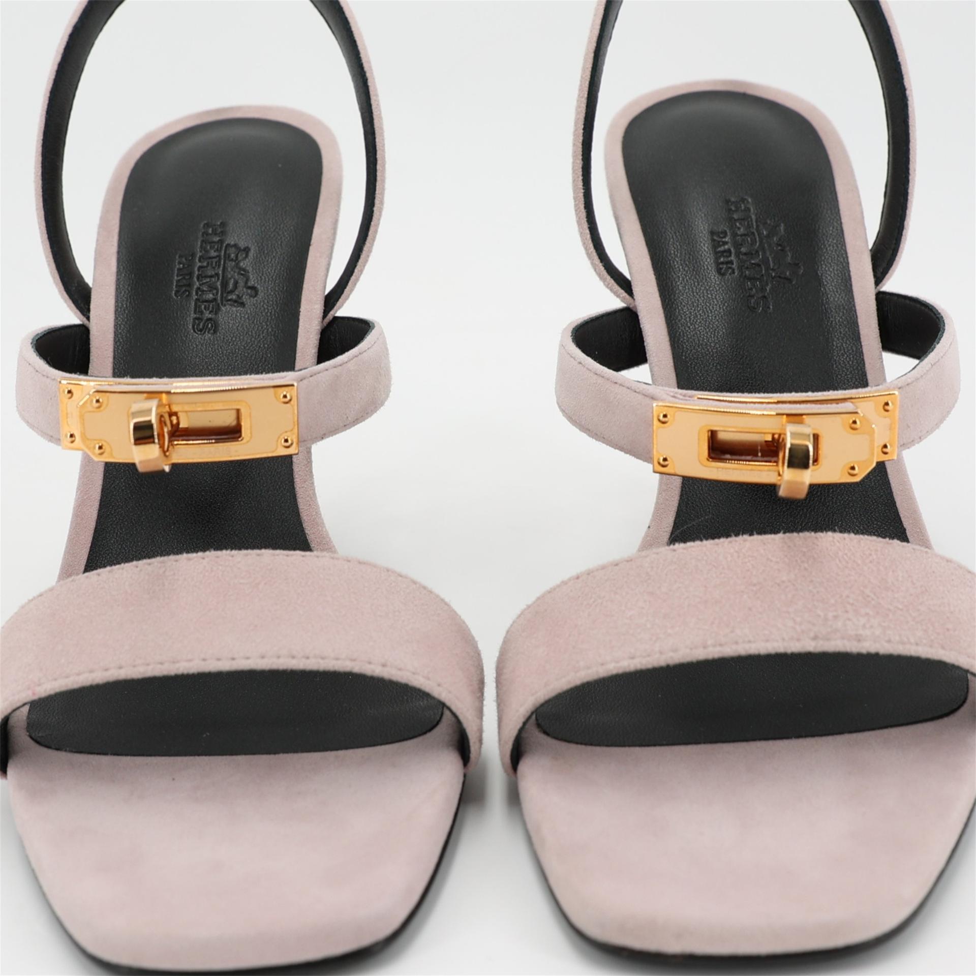 ランク N 新品 HERMÈS エルメス サンダル グラムール 75 ピンク ピンクゴールド金具 - 4