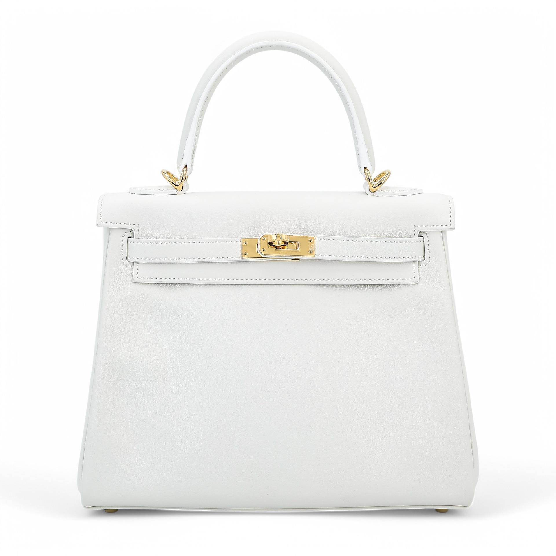 Excellent ( Rank SA ) HERMÈS Kelly 25 White (01) Swift Gold hardware D (2019) - 1