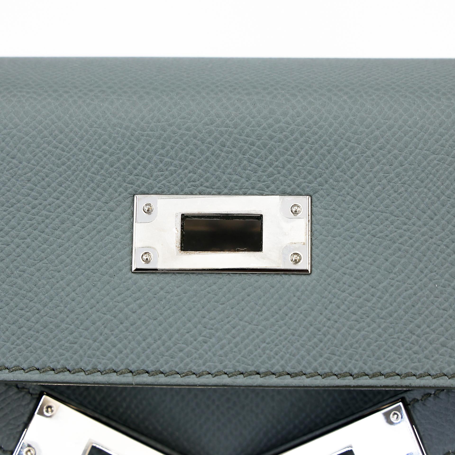 Excellent ( Rank SA ) HERMÈS Kelly 28 Sellier Vert Amande (63) Epsom Palladium hardware D (2019) - 14
