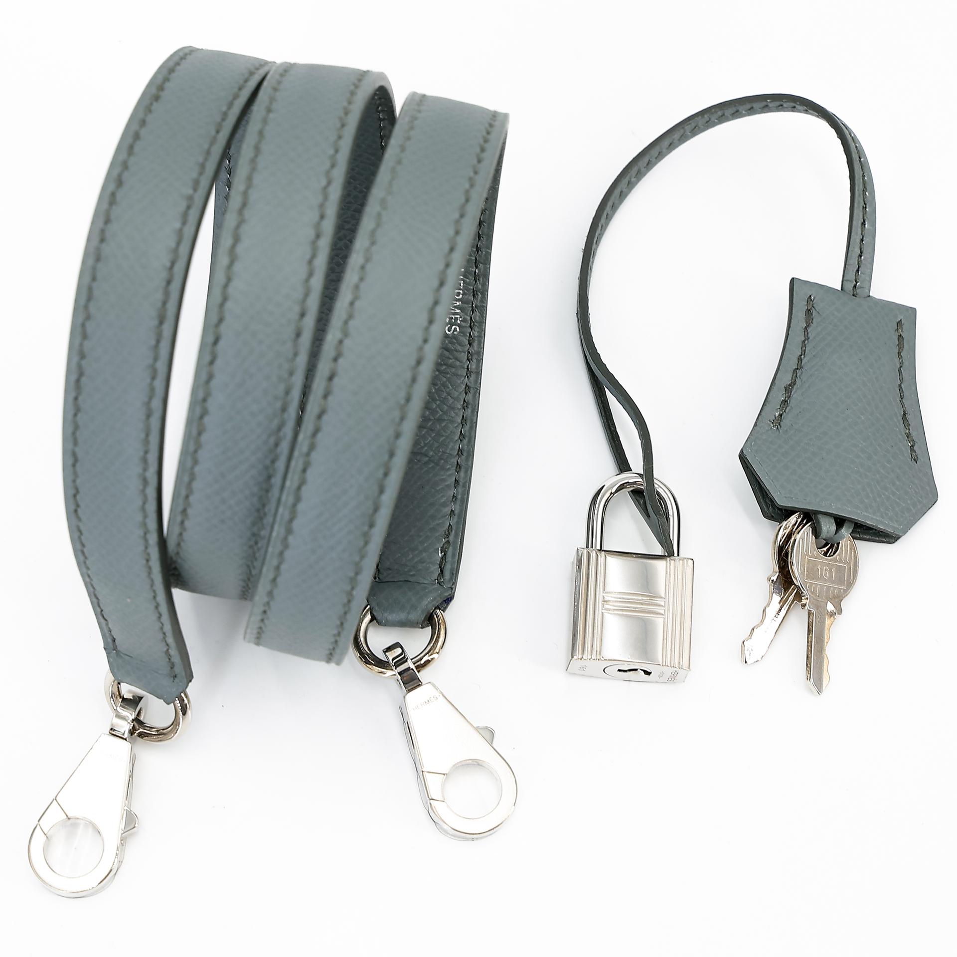 Excellent ( Rank SA ) HERMÈS Kelly 28 Sellier Vert Amande (63) Epsom Palladium hardware D (2019) - 21